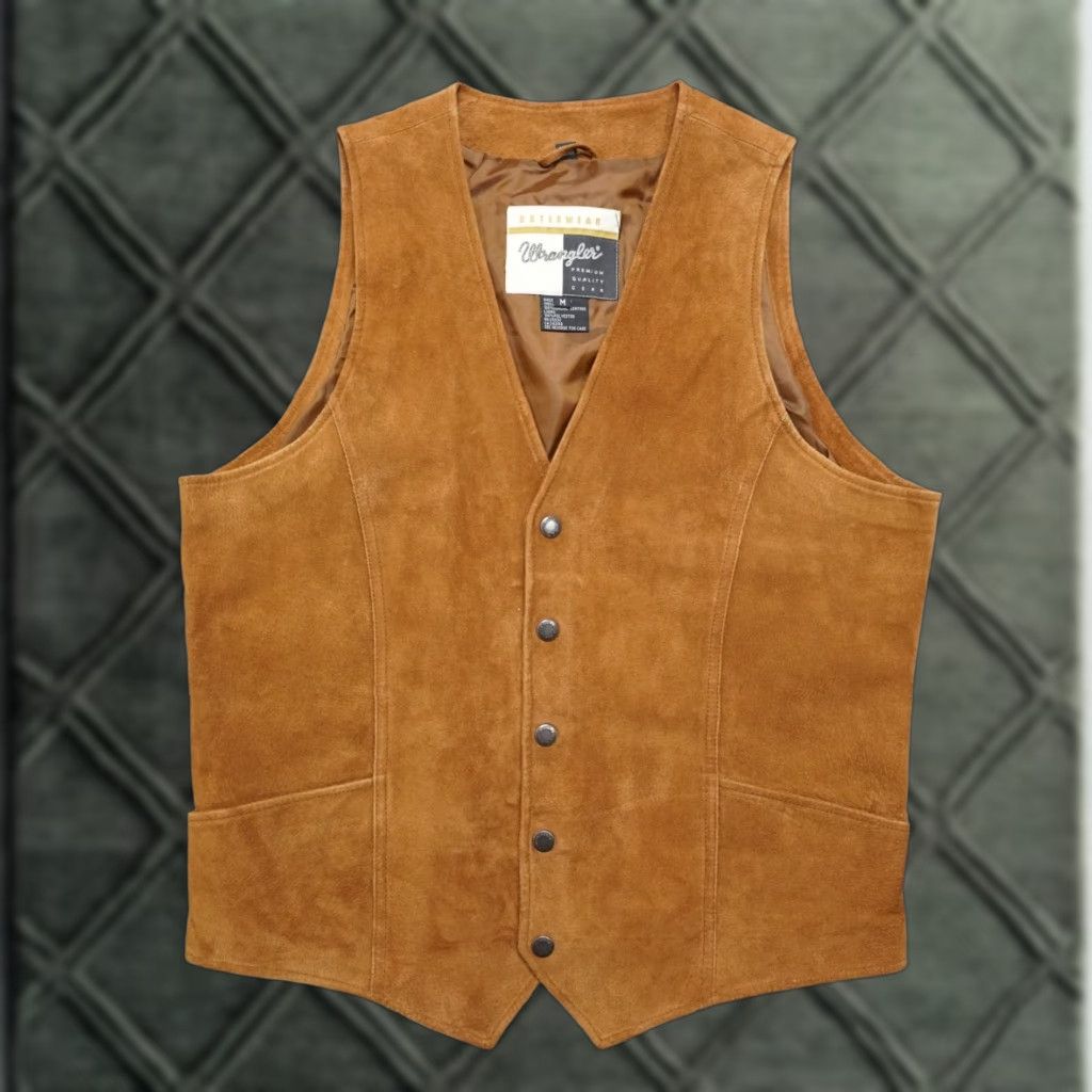 Wrangler VINTAGE Wrangler Leather Vest Mens M Brown Premium Snap Cowboy Western Workwear Size US M / EU 48-50 / 2 - 1 Thumbnail