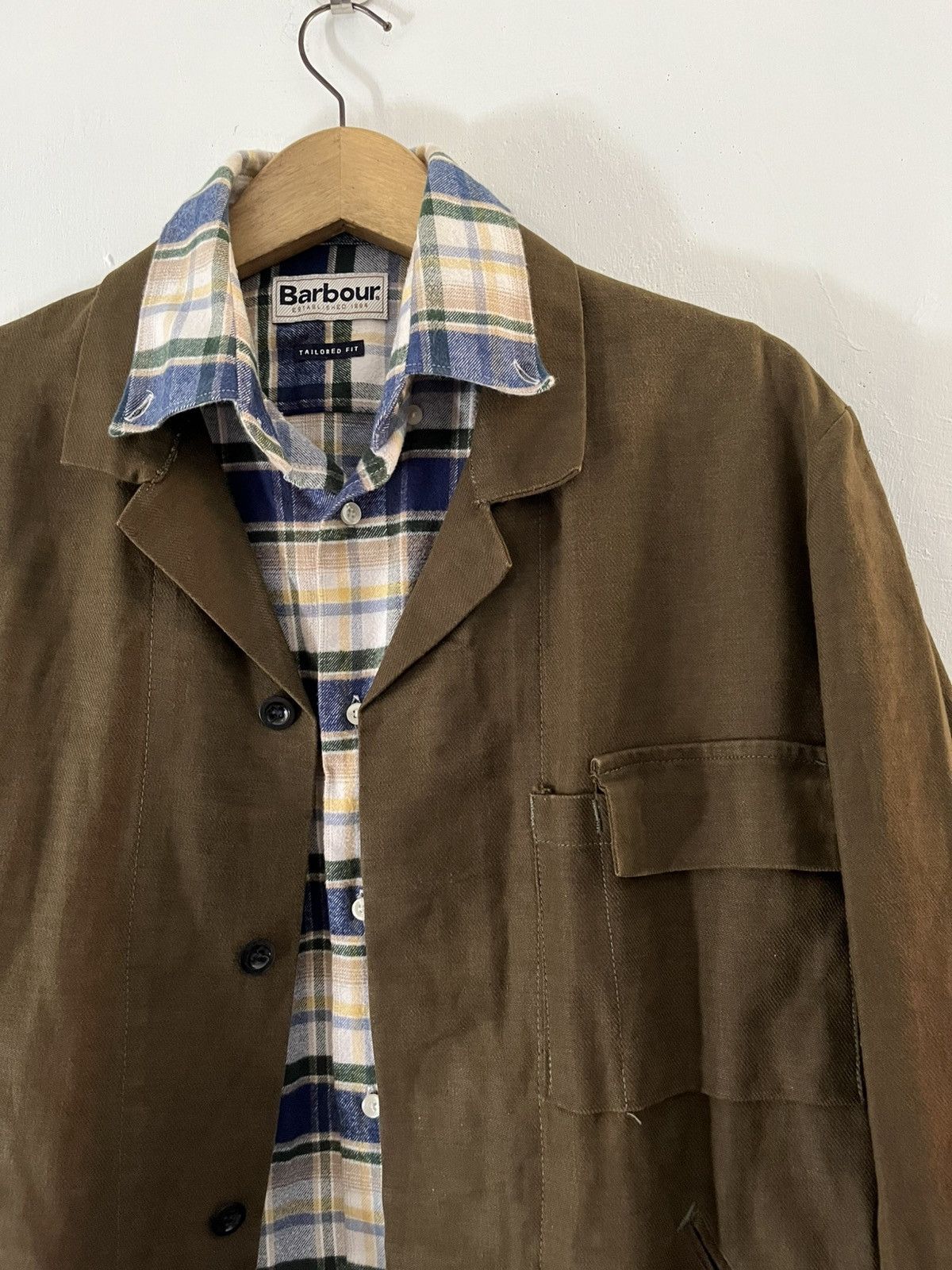 Vintage 1990s sanfor army canvas blazer jacket Size 42S - 3 Thumbnail