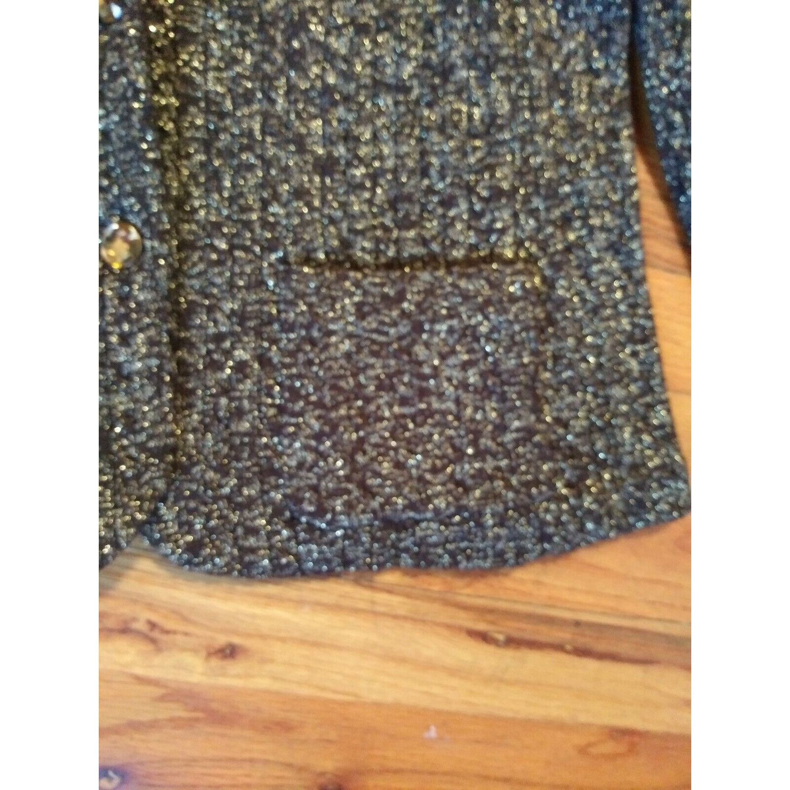 Designer Womens CACHE SWEATER Cardigan Sz L Brown Sparkle Button-up P Size L / US 10 / IT 46 - 7 Thumbnail