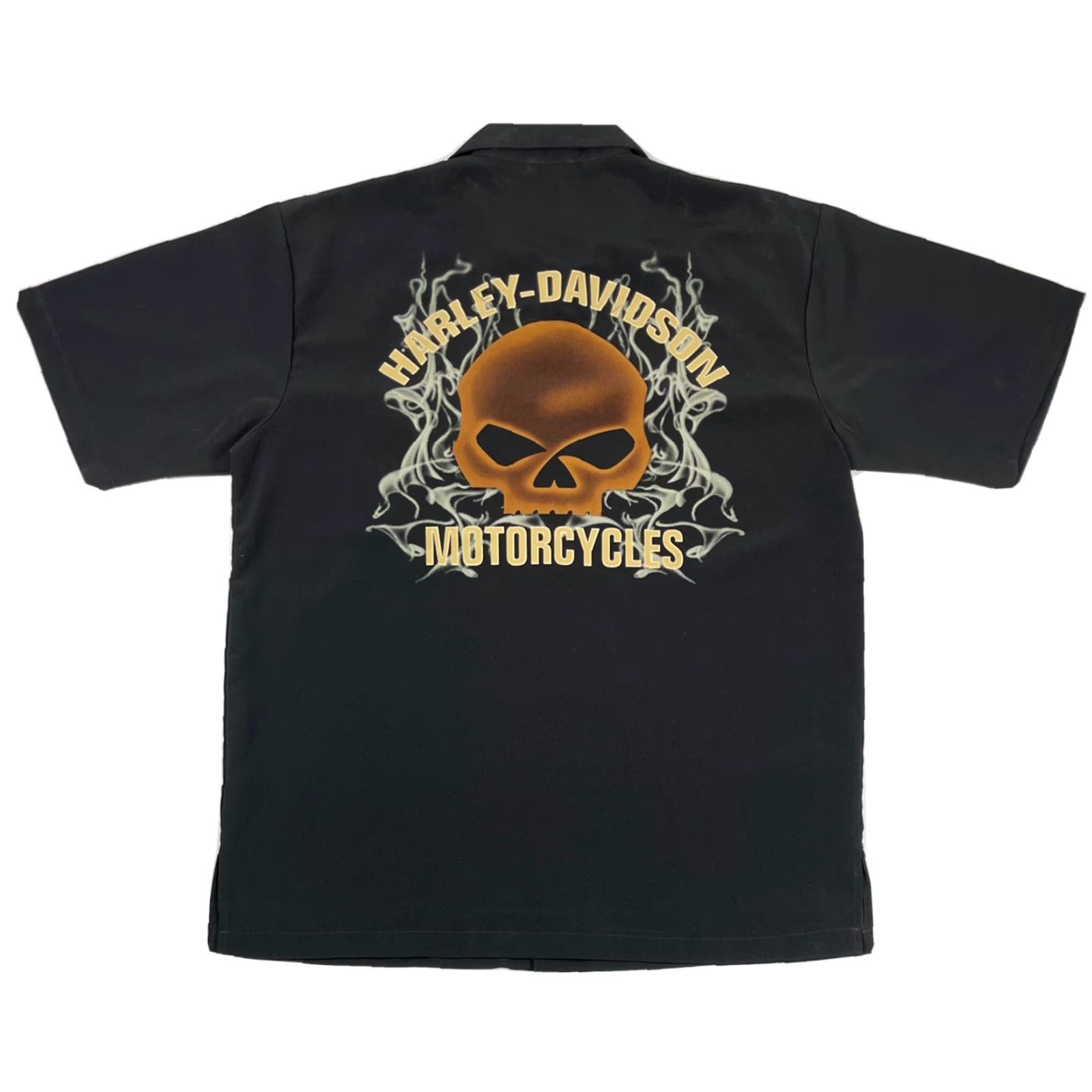 Harley Davidson VINTAGE Harley-Davidson Shirt Skull Satin Button-Down Men M Black Motorcycle Riding Short Sleeve Button Up Casual Size US M / EU 48-50 / 2 - 2 Thumbnail