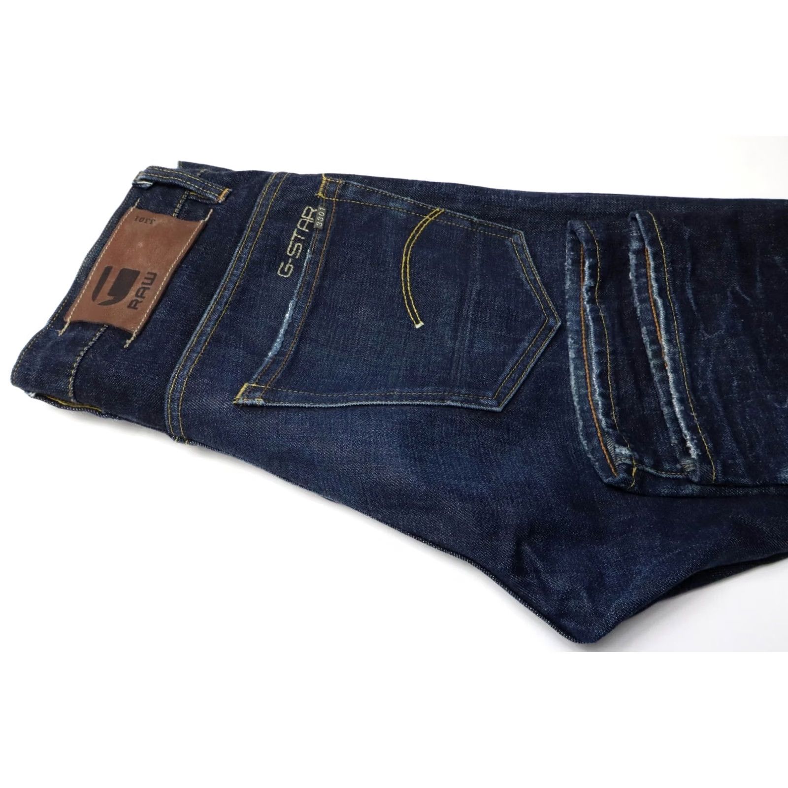G-Star G-STAR 3301 Straight Jeans Men W30/L32 Button Fly Navy Dark Blue Jeans Size US 30 / EU 46 - 5 Thumbnail