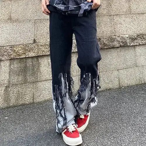 Designer × Japanese Brand × Vintage Hip hop Burst Hairy Baggy Jeans Men Size US 30 / EU 46 - 1 Thumbnail