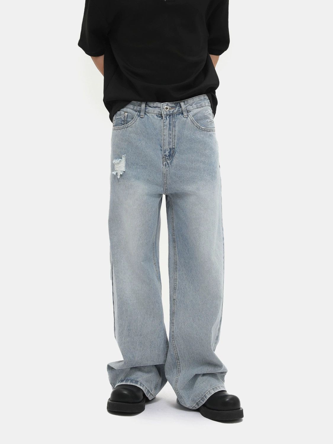 Japanese Brand × Jean Japanese retro distressed loose casual wide-leg jeans Size US 32 / EU 48 - 1 Thumbnail