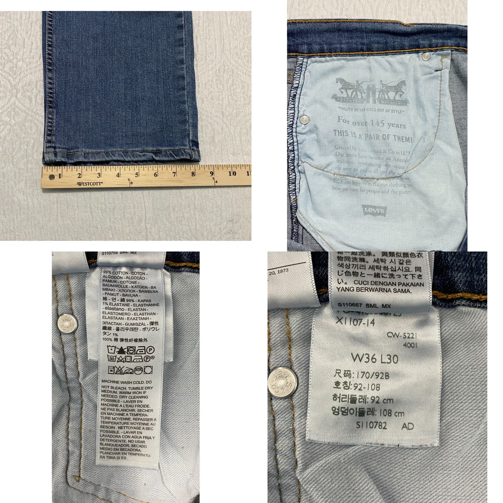 Levi's VINTAGE Levi's 559 Jeans Mens 36x30 Blue Relaxed Straight Wide Leg Whiskers Denim Shirt? Size US 36 / EU 52 - 8 Thumbnail