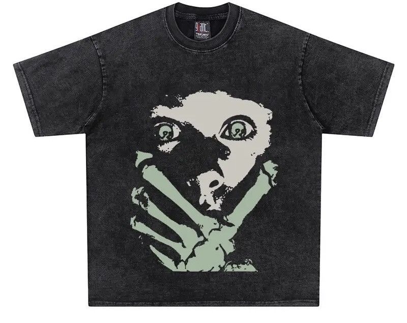 Japanese Brand × Vintage Streetwear Washed Black Human Face T Shirt y2k Size US M / EU 48-50 / 2 - 1 Thumbnail
