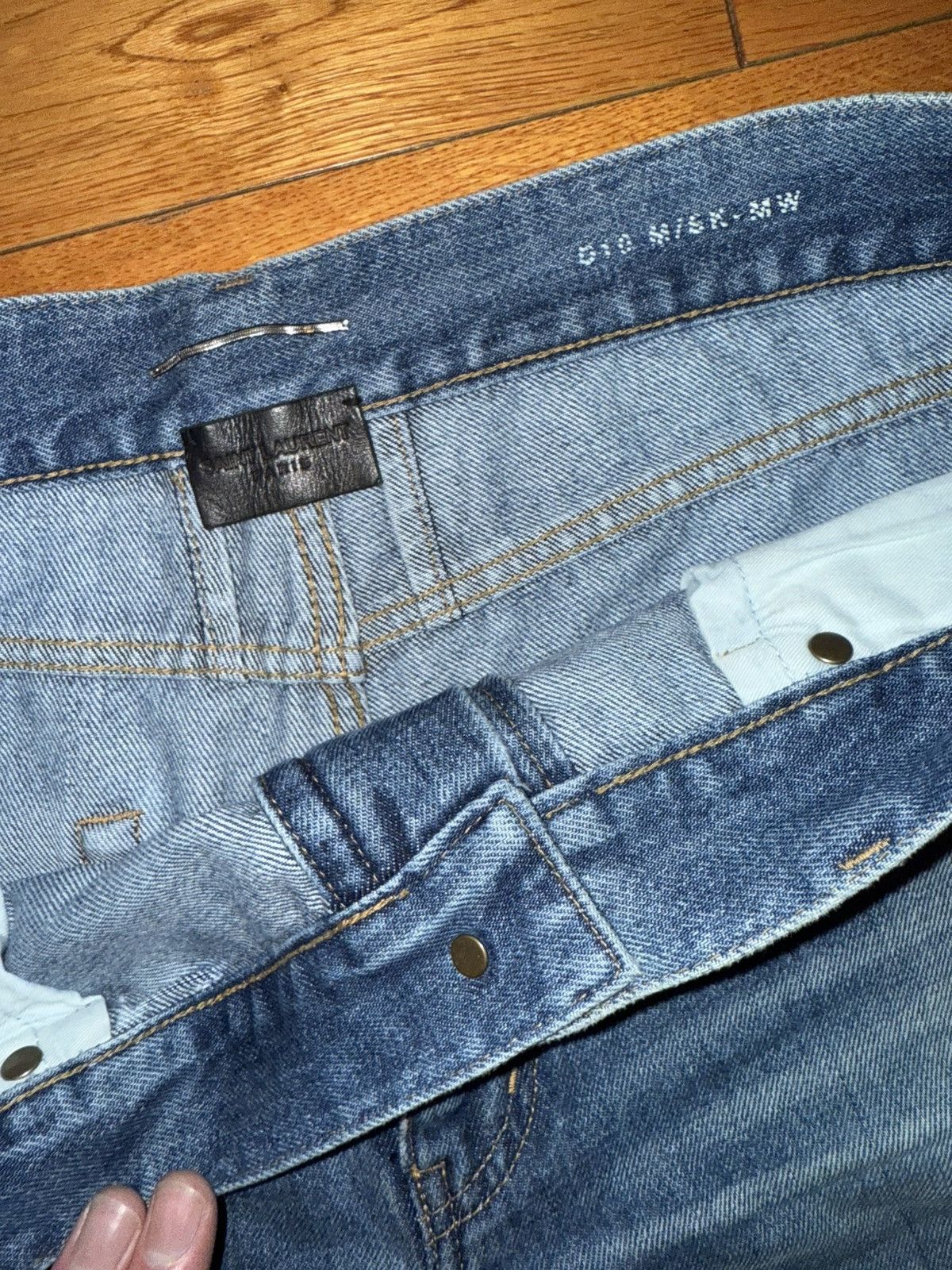 Saint Laurent Paris Saint Laurent 2015 Blue Knee Slit Jeans Size 33 Surf D10 Size US 33 - 6 Thumbnail
