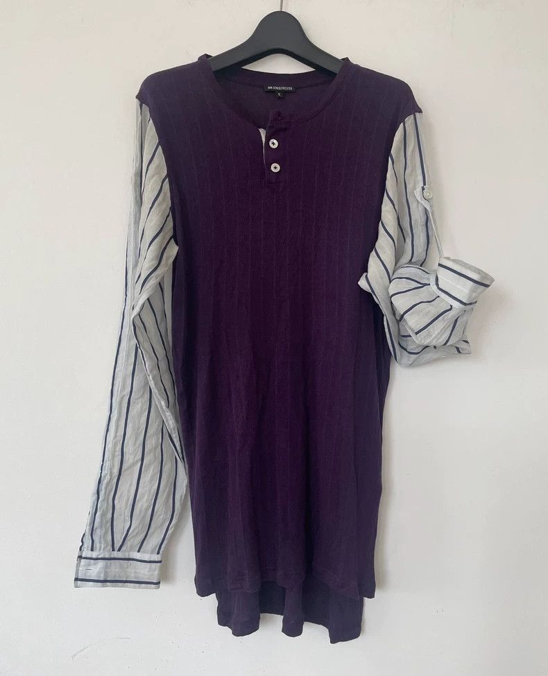 Ann Demeulemeester Ann Demeulemeester Men's patchwork Henry long sleeve T-shir Size US S / EU 44-46 / 1 - 3 Thumbnail