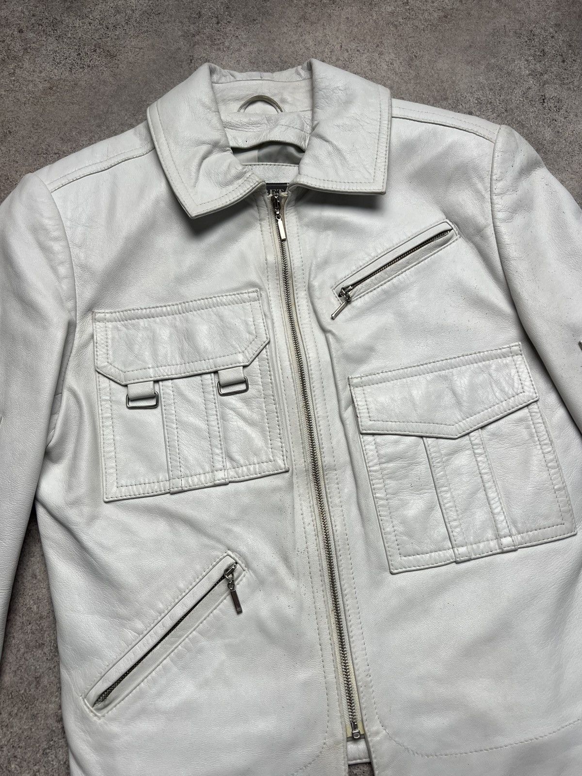 Leather × Vintage Vintage multi pocket leather white jacket like helmut Size S / US 4 / IT 40 - 7 Thumbnail