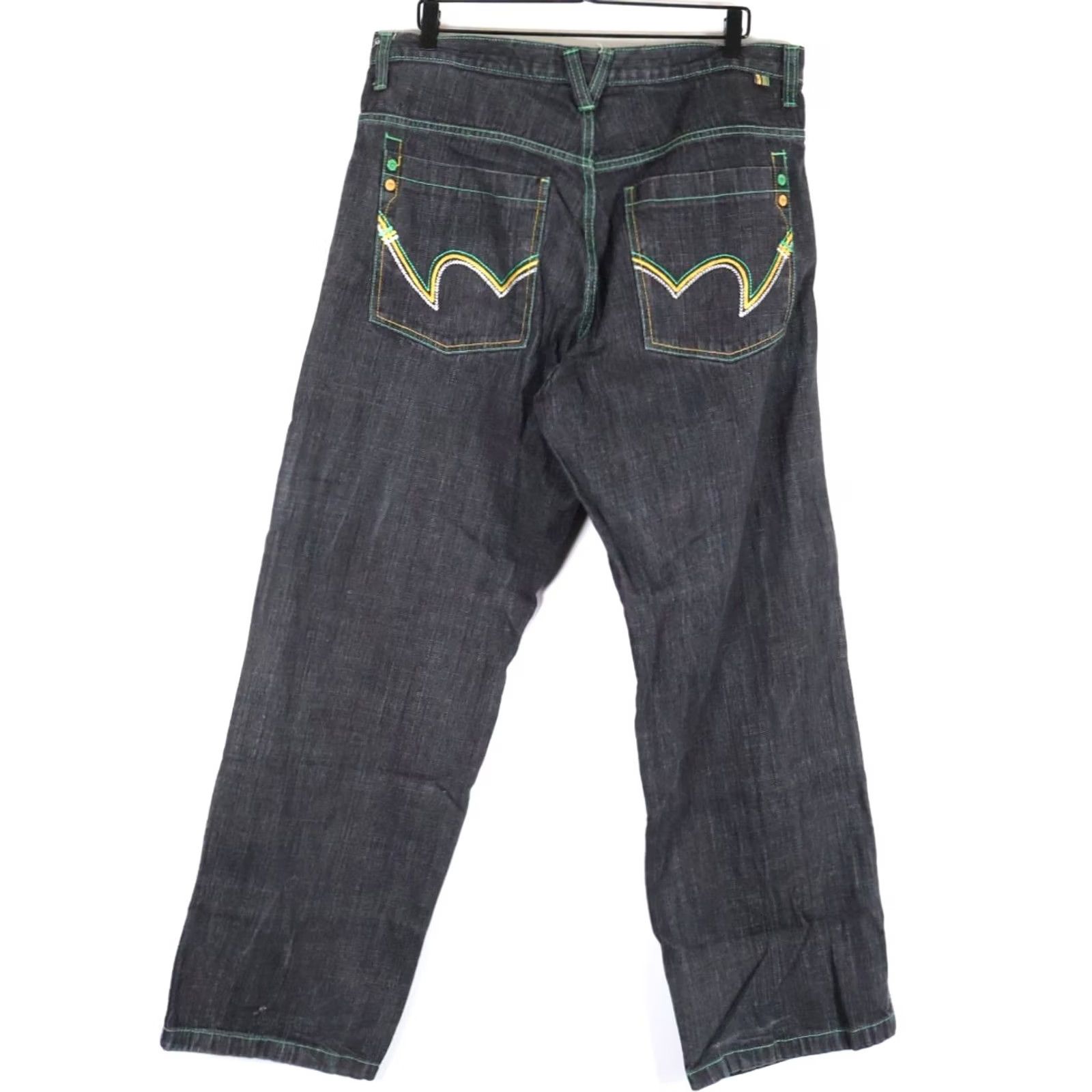 Vintage VINTAGE 5ive Jungle Jeans Baggy Fit 38x33 Black Denim 5-Pocket Men Adults 90s Hip Hop Retro Green Stitching 40 Tag Jeans Men's Size US 38 / EU 54 - 2 Thumbnail