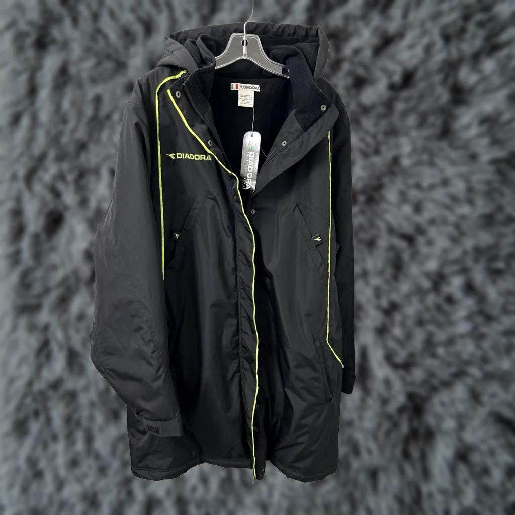 Diadora Diadora Parka Jacket Mens Large Black Neon Fleece Lined Long Bench Cost Size US L / EU 52-54 / 3 - 1 Thumbnail