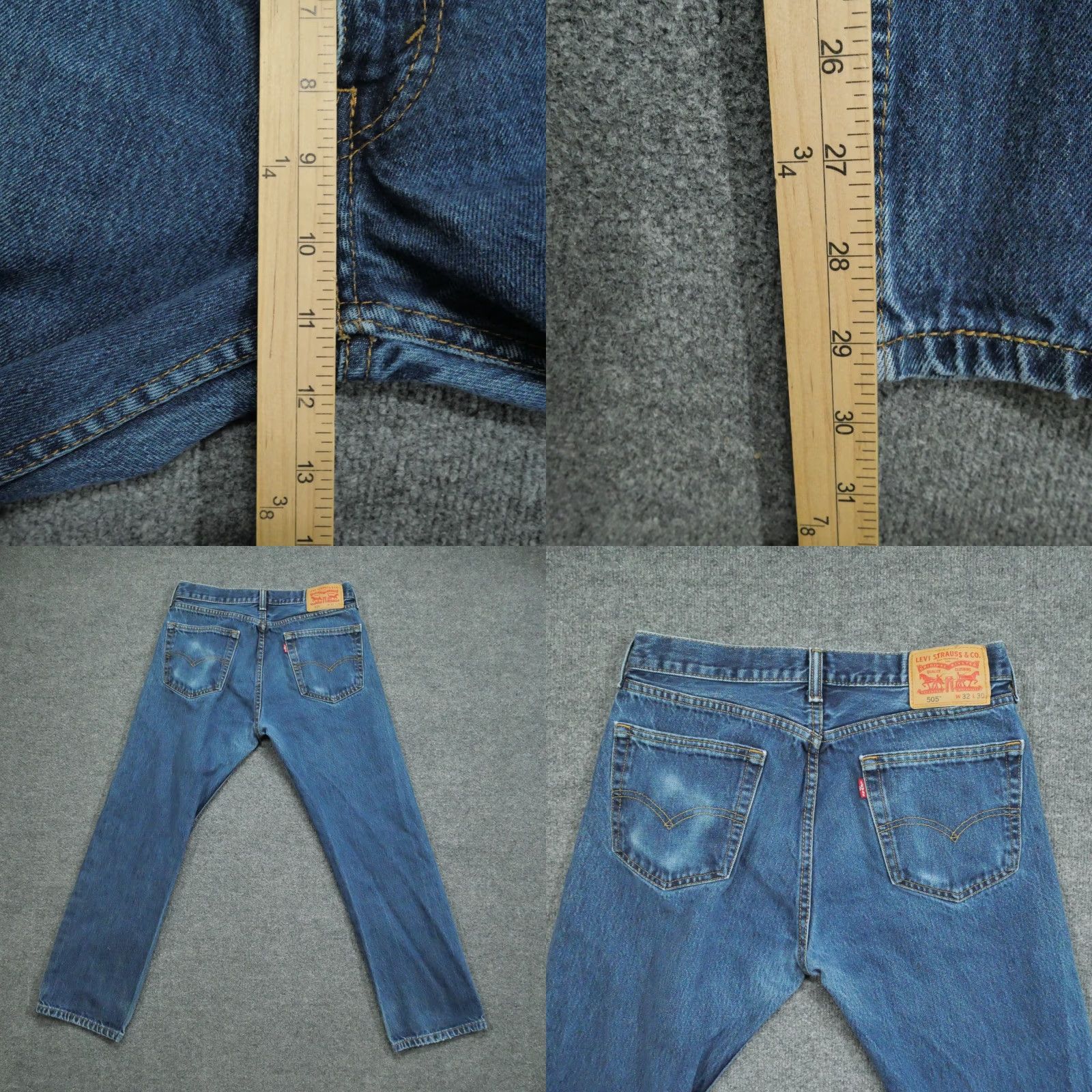 Levi's Levi's 505 Jeans Mens 32x30 Blue Denim Regular Fit Straight Leg Pants Size US 32 / EU 48 - 8 Thumbnail