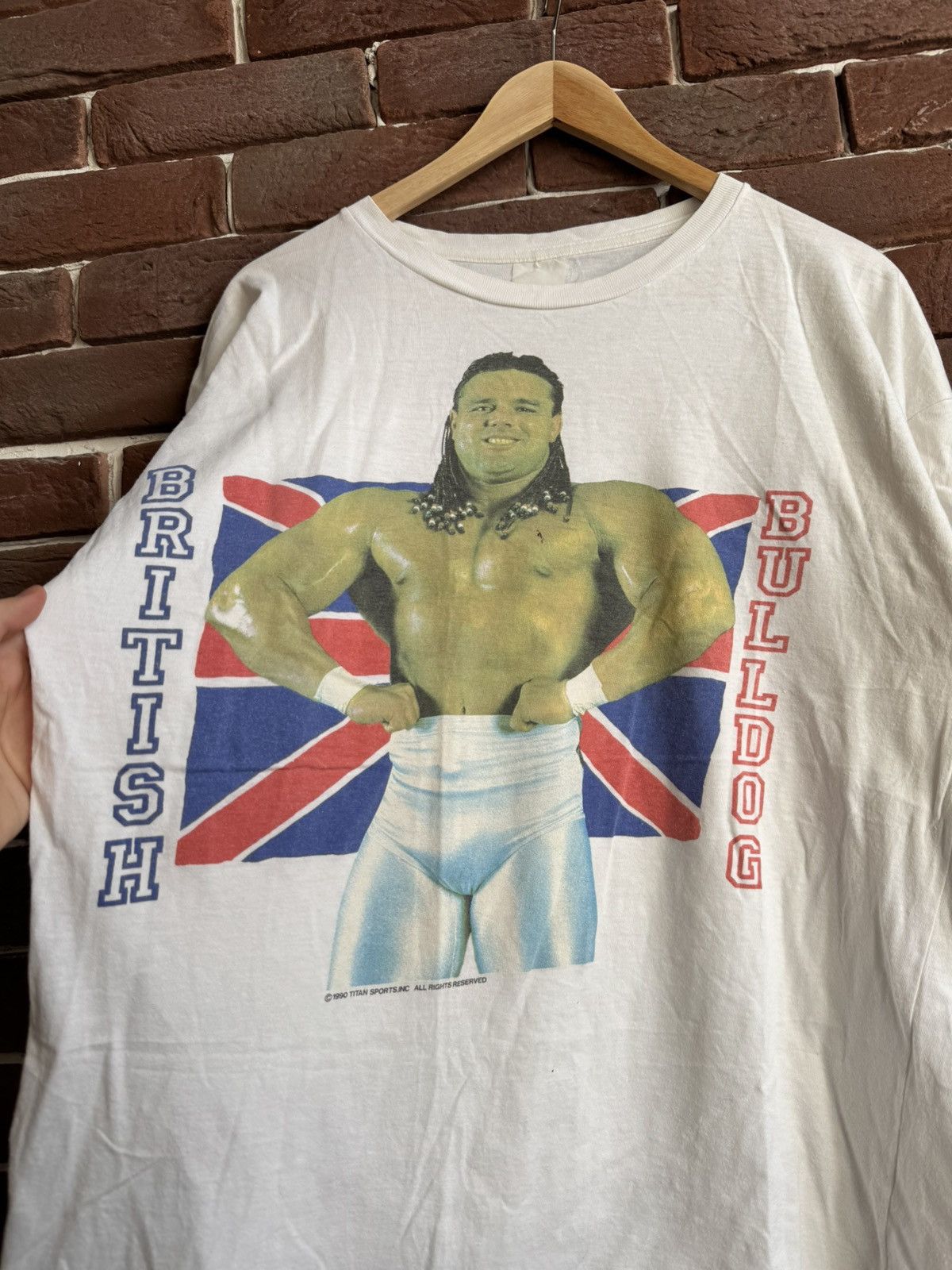 WWE 1991 Vintage 90s WWF British Bulldog Wrestling Grail Rampage Size US L / EU 52-54 / 3 - 3 Thumbnail
