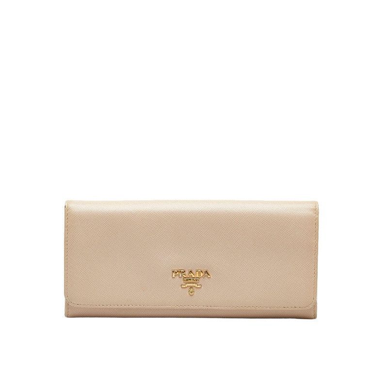 image of Prada Saffiano Continental Flap Wallet in Pink, Women's
