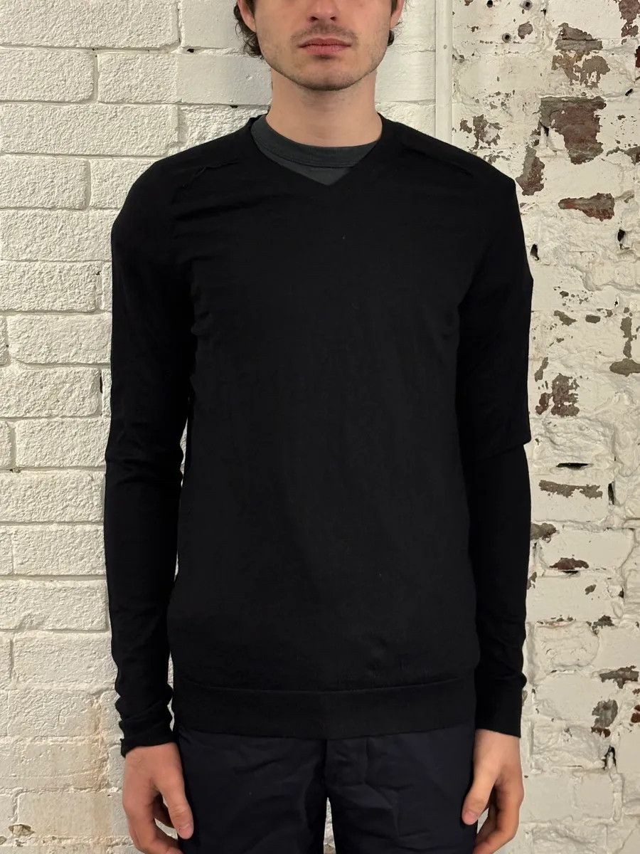 Balenciaga SS2014 Balenciaga Black Minimalist Wool Vneck Sweater Size US S / EU 44-46 / 1 - 2 Thumbnail