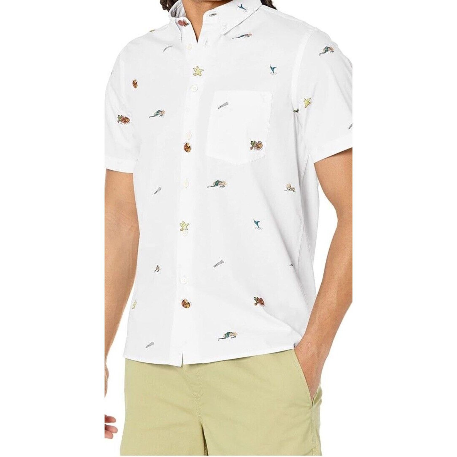 Paul Smith NWT $175 PAUL SMITH White Short Sleeve Beach Motif Shirt. XL Size US XL / EU 56 / 4 - 1 Thumbnail