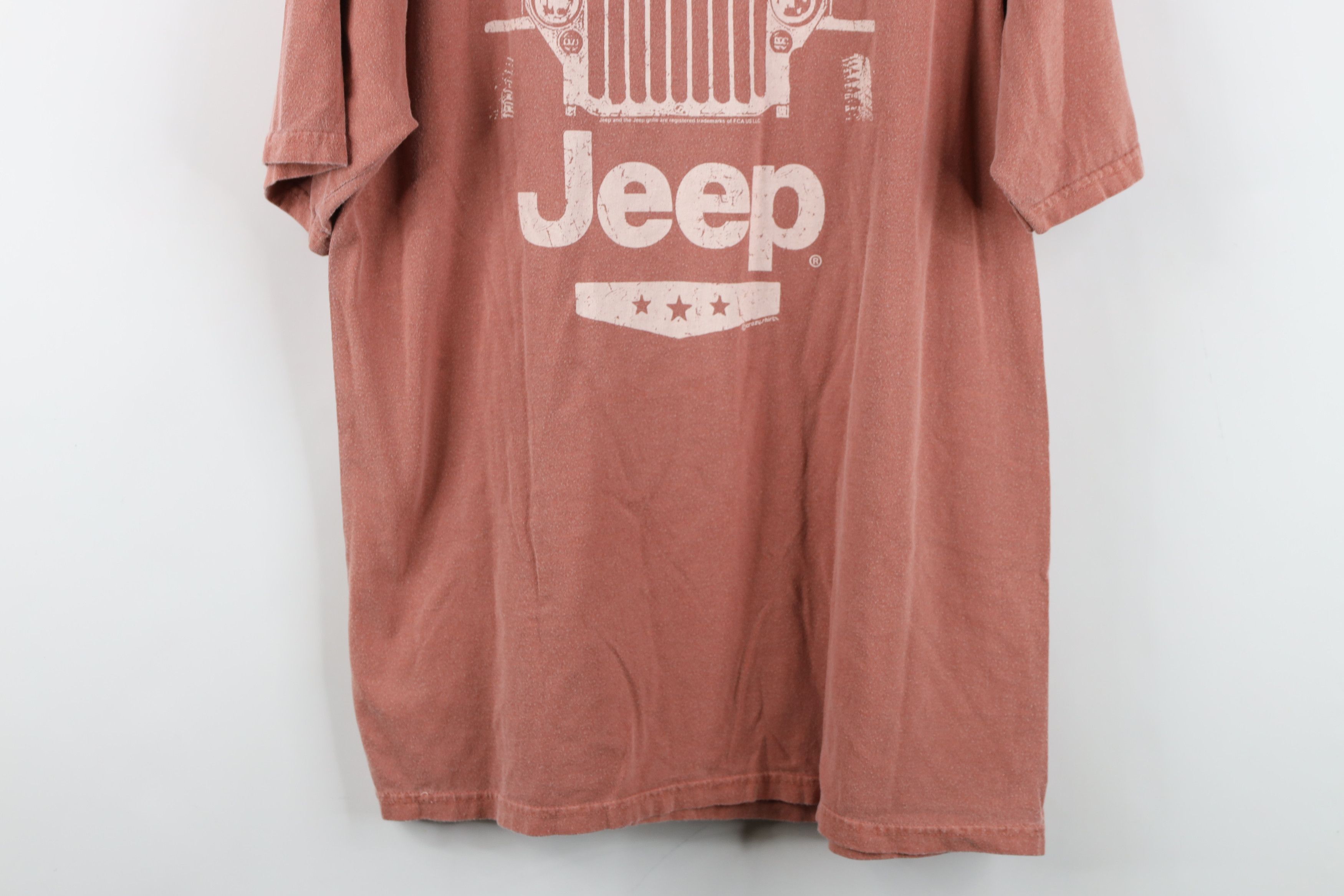 Vintage Vintage 90s Y2K Pigment Dye Jeep Motors T-Shirt Red Orange Size US M / EU 48-50 / 2 - 16 Thumbnail