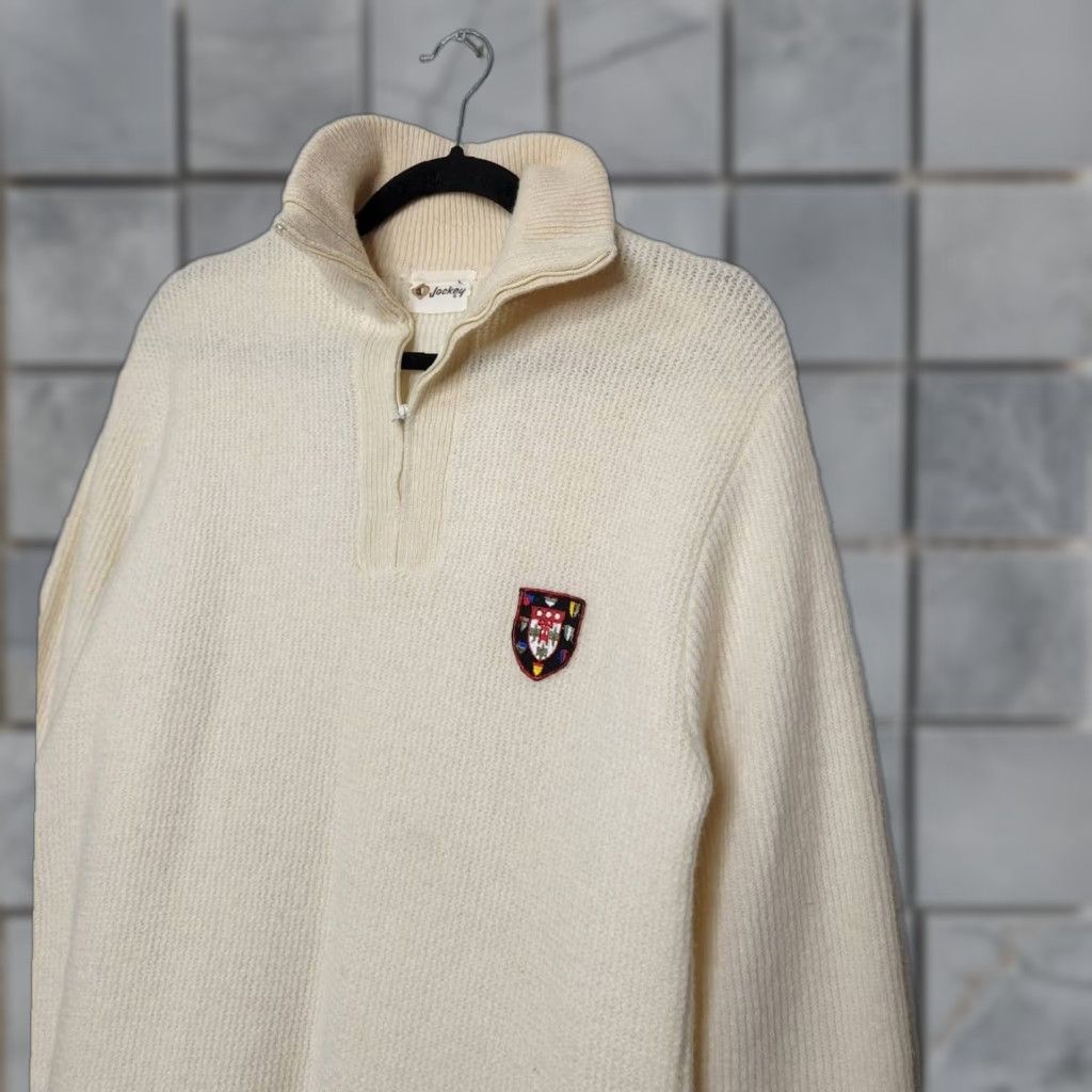 Jockey VINTAGE Jockey Sweater Knit VTG Rare Logo Crest Shirt Unisex Adults Large Cream 60s 70s Pullover Colgate? Size US L / EU 52-54 / 3 - 1 Thumbnail