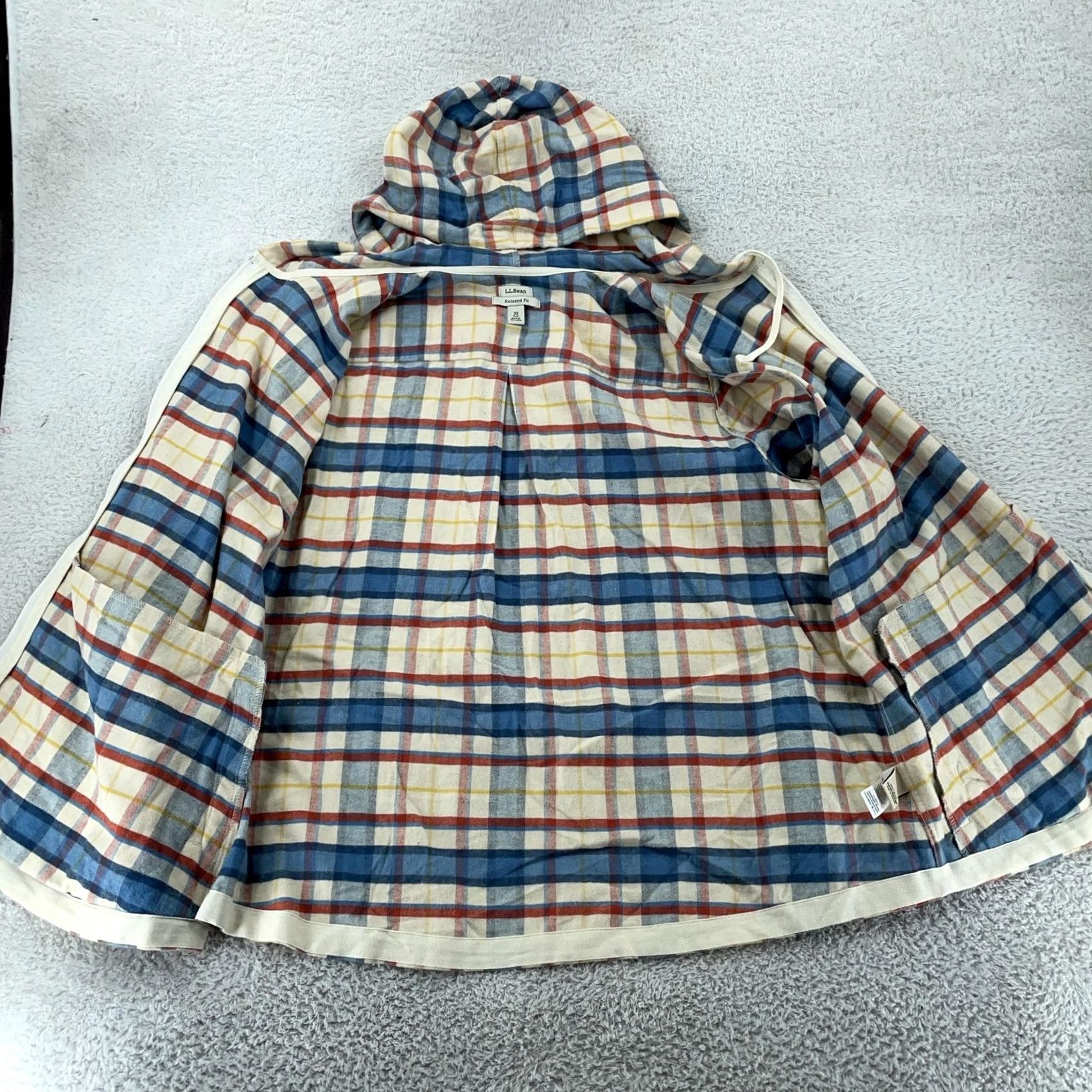 Vintage L.L. Bean Hooded Flannel Jacket Womens 3X Plaid Relaxed Fit Full Zip Hoodie Size XXL / US 16-18 / IT 52-54 - 3 Thumbnail