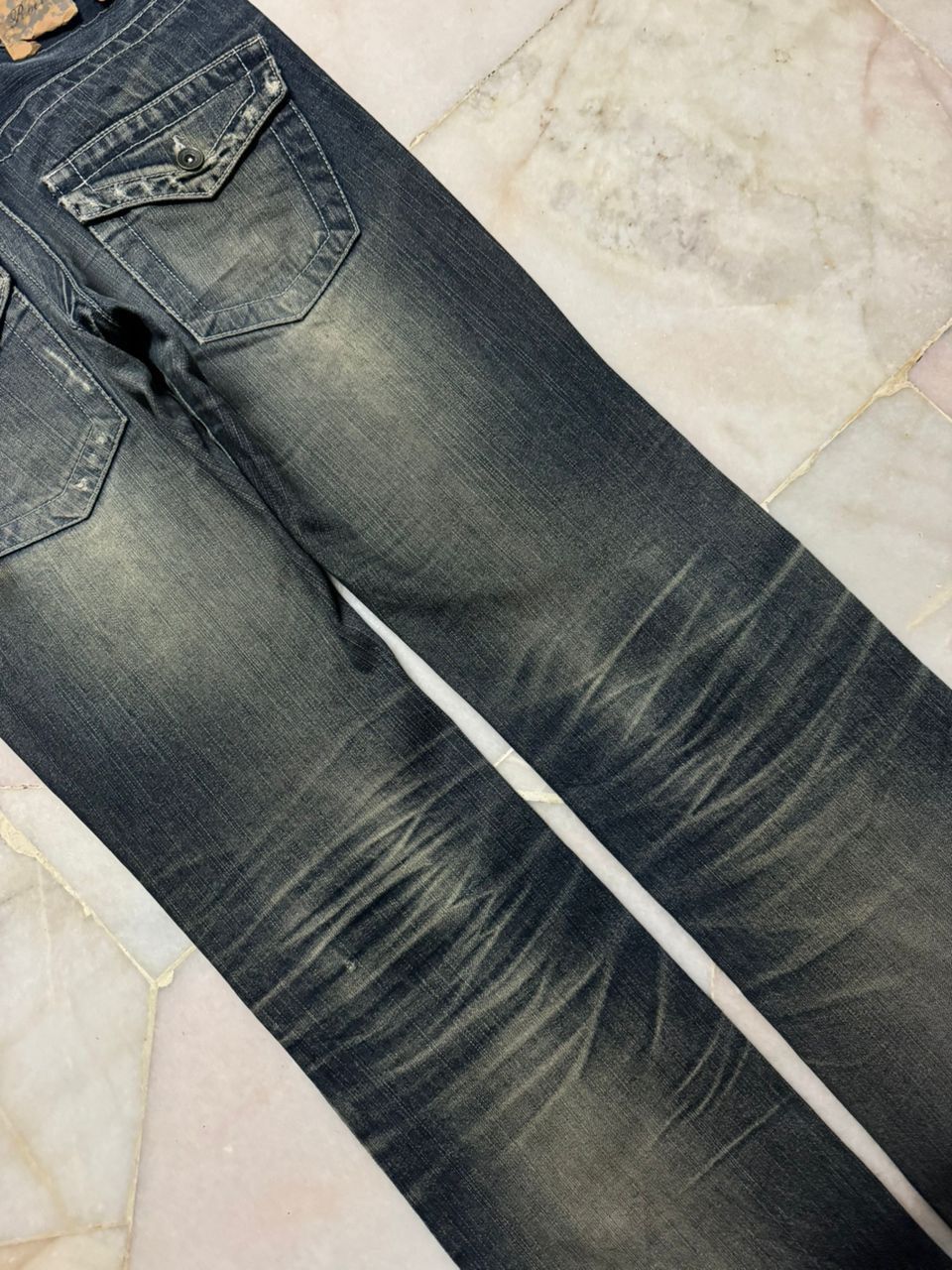 Flare💥Insane 90s Root three Rusty Mudwash Distress Dark Jean