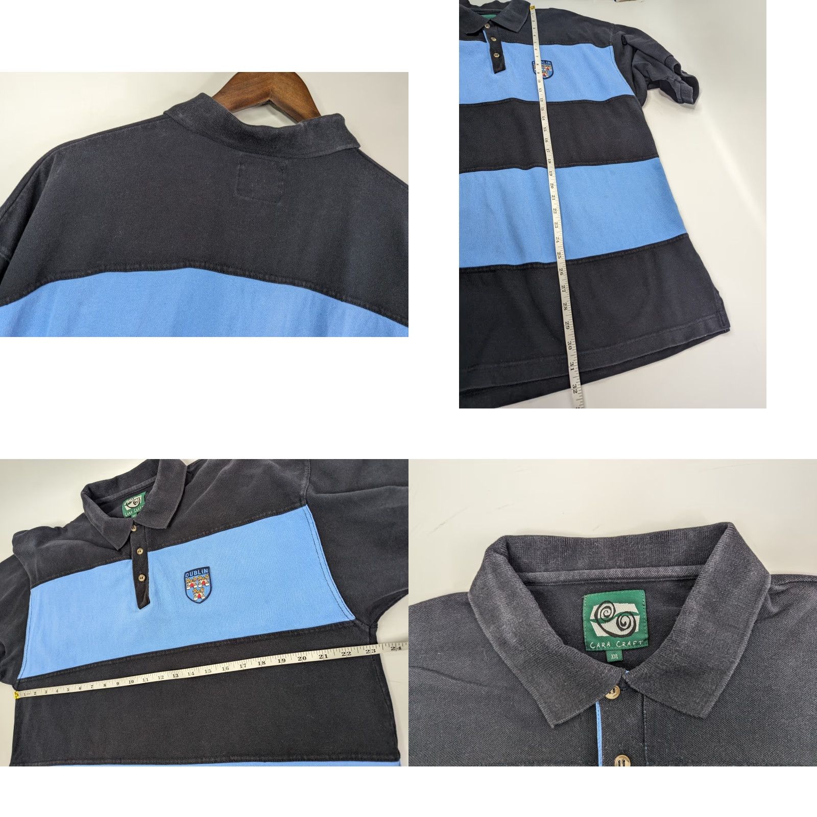 Vintage Cara Craft Polo Men 2XL Blue Stripe Rugby S/S Embroidered Crest Dublin Crest Shirt Size US XXL / EU 58 / 5 - 8 Thumbnail