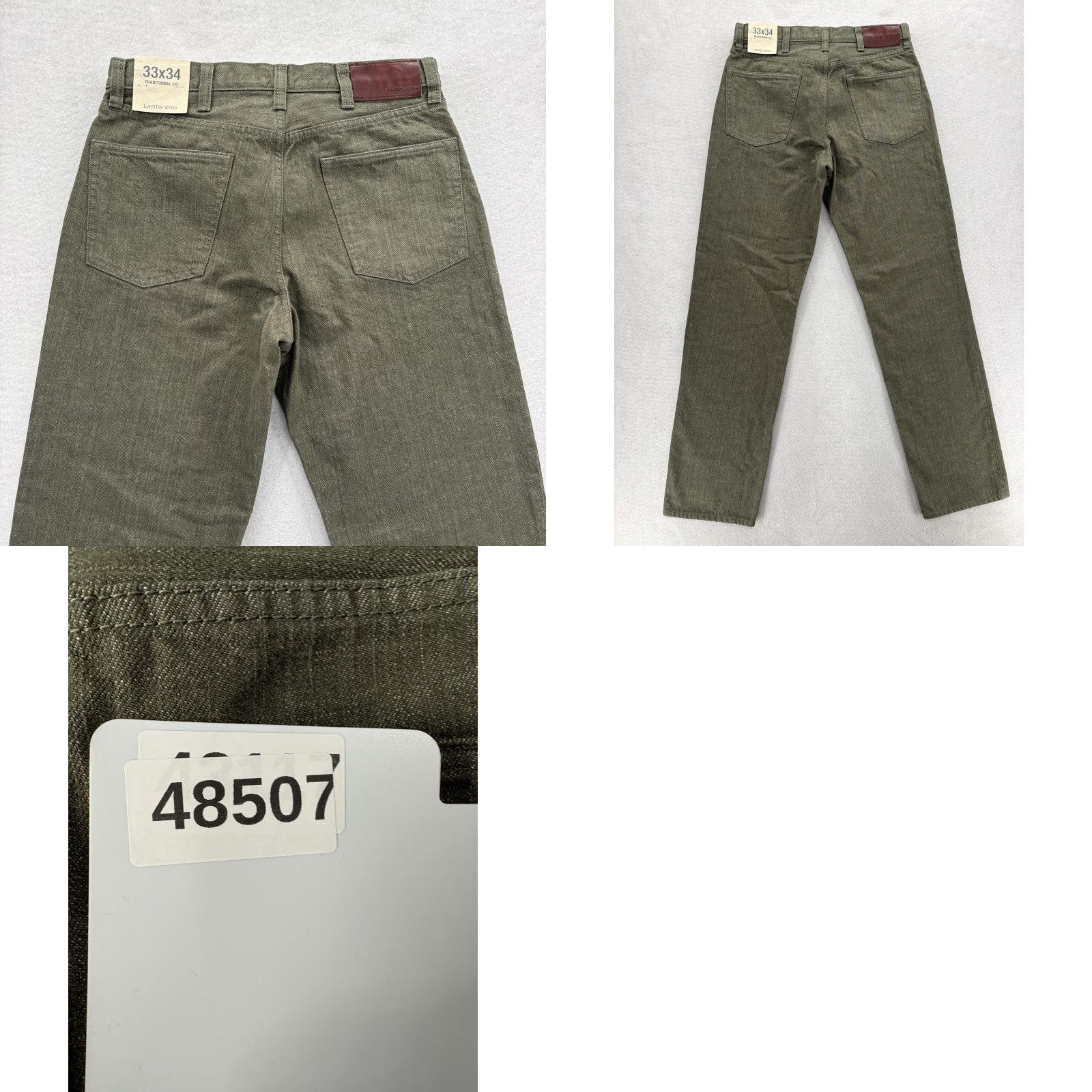 Lands' End Lands' End Traditional Fit Jeans Mens 33x34 Green Medium Wash Denim Straight NWT Size US 33 - 9 Thumbnail