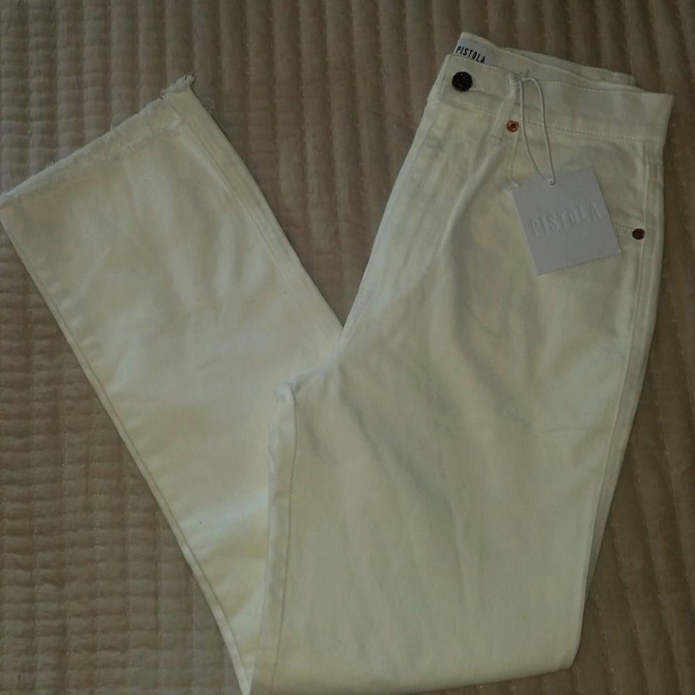 Designer NWT Pistola Eden Infinity High Rise Slim Kick Cream Size 27 Size 27" / US 4 / IT 40 - 1 Thumbnail