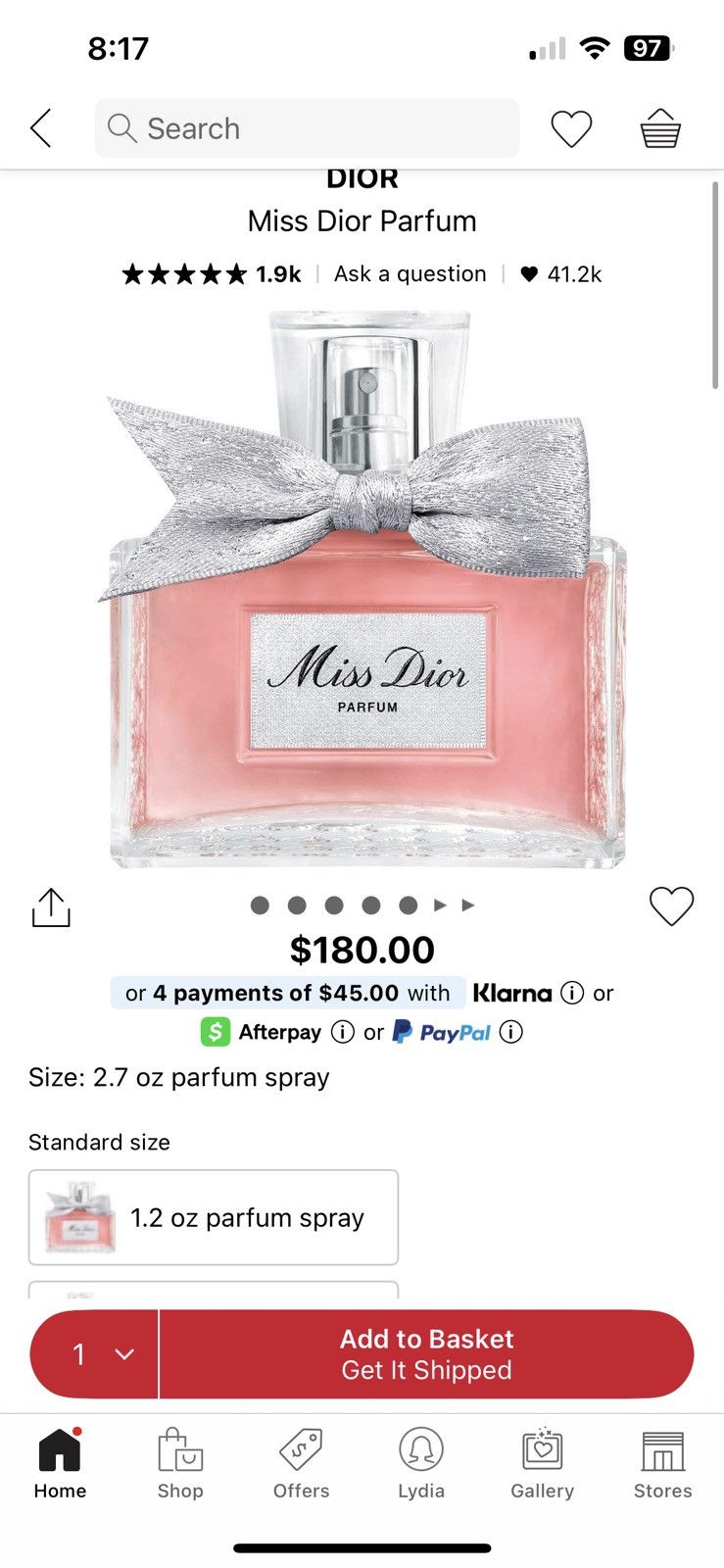 Dior Miss Dior Parfum, Full bottle Size ONE SIZE - 4 Thumbnail