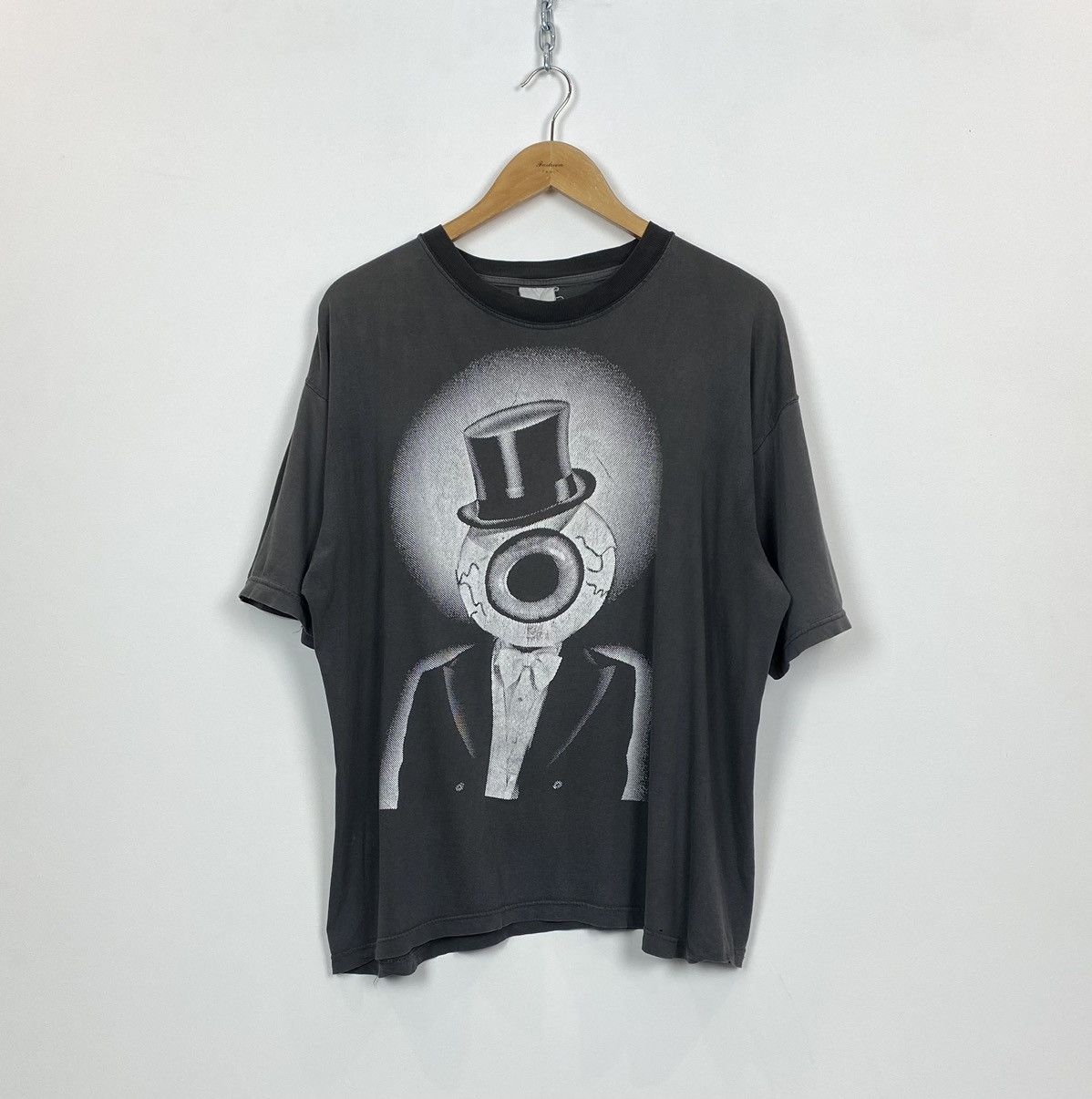 image of Vintage The Residents 1980’S Concert T-Shirt Eyeball Tophat in Black, Men's (Size XL)