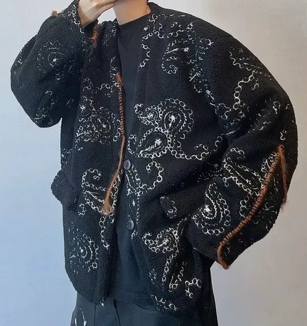 Japanese Brand Vintage Street Hip Hop Loose Lamb Wool Jacket Coat Size US L / EU 52-54 / 3 - 3 Thumbnail