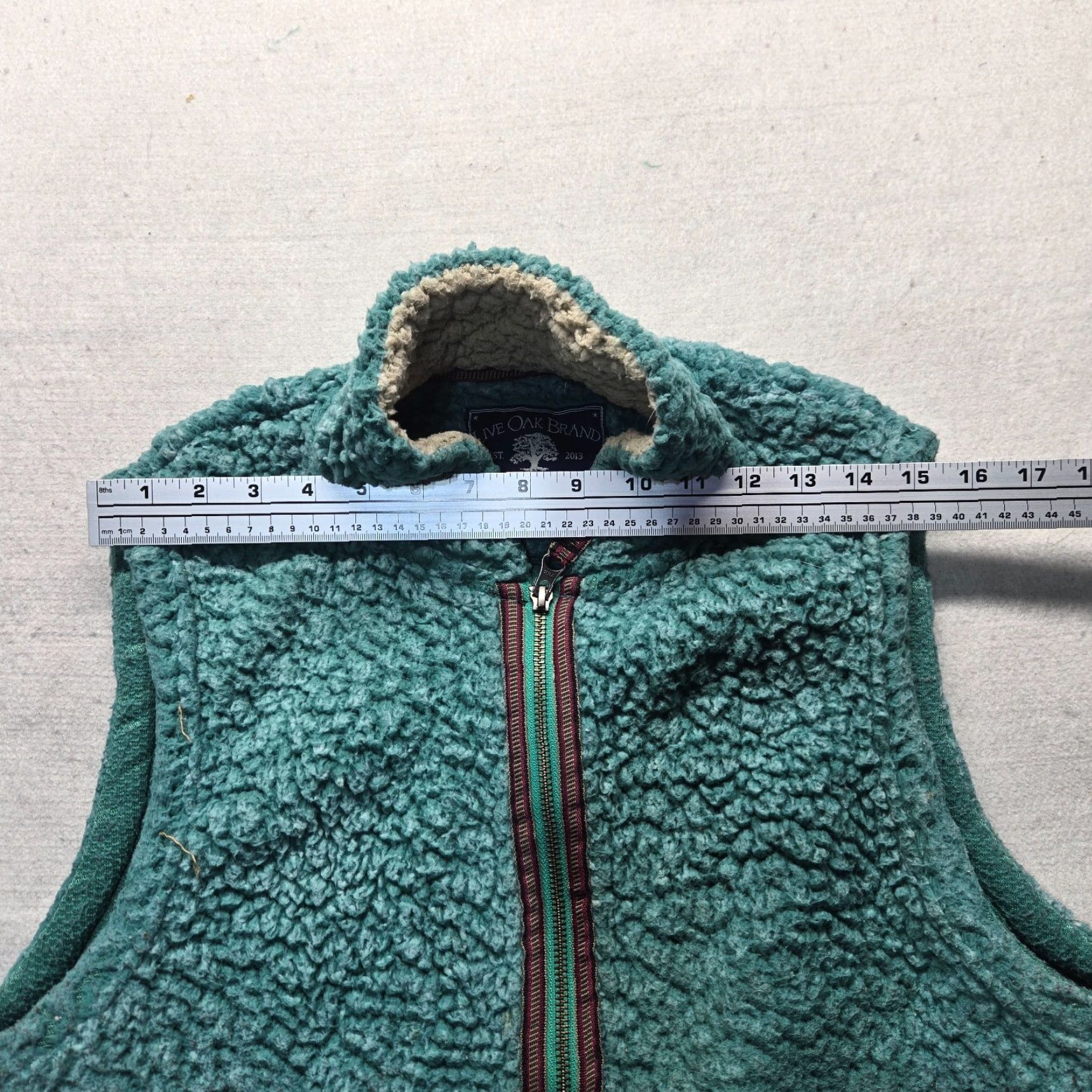 Vintage Live Oak Vest Solid Green Faux Sherpa Zip Sleeveless Sweater - L Adult Women Casual Fall Lightweight Pockets Full Zip Size L / US 10 / IT 46 - 5 Thumbnail