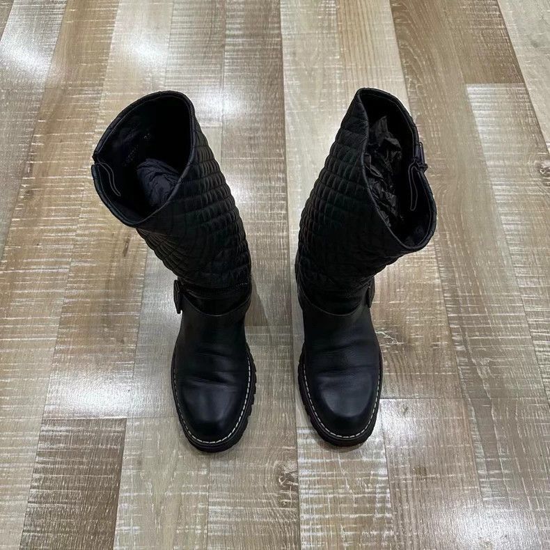 Chanel Chanel Black Quilted KneeHigh Boots -2505 Size US 7 / EU 40 - 2 Thumbnail