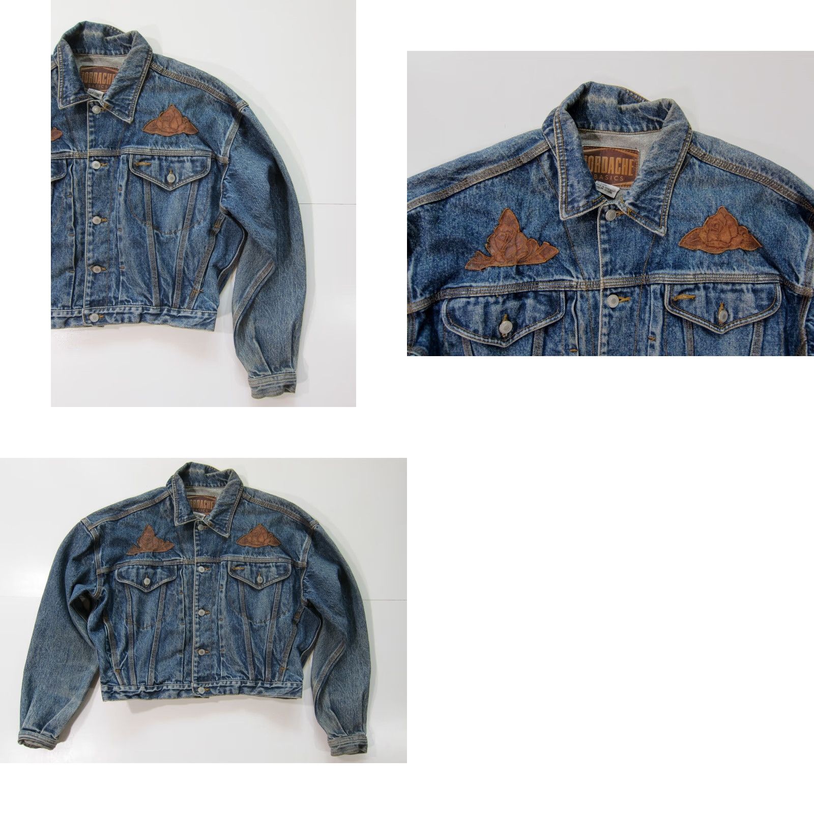 Jordache VINTAGE Jordache Basics Cotton Distressed Denim Leather Jean Jacket M-L Jeans Jacket Women Blue 80s 90s Denim Vintage Jordache Women Mens Size 32" / US 10 / IT 46 - 8 Thumbnail