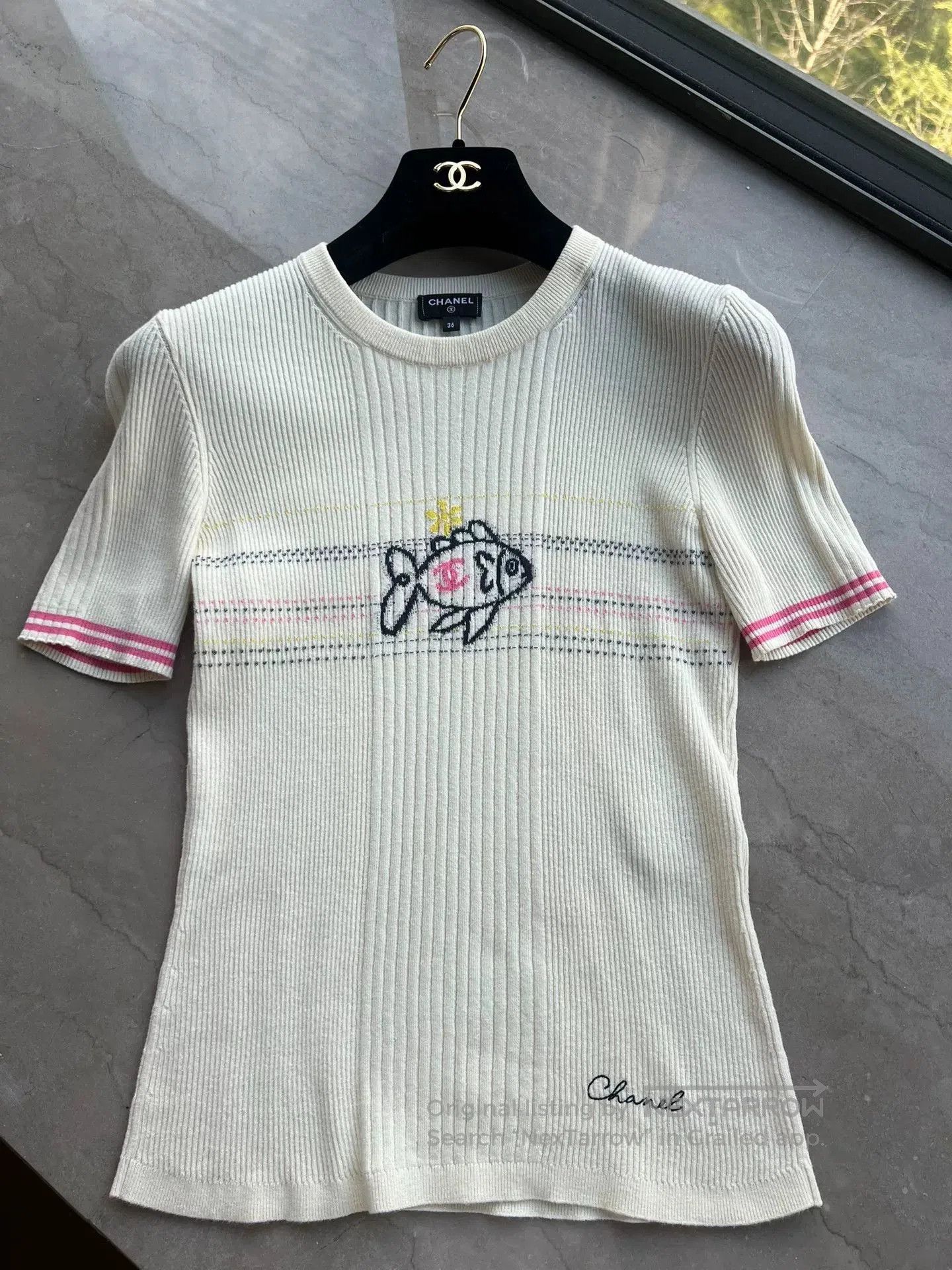 Chanel Chanel 25C Fish Print T-Shirt. Size US XS / EU 42 / 0 - 1 Thumbnail