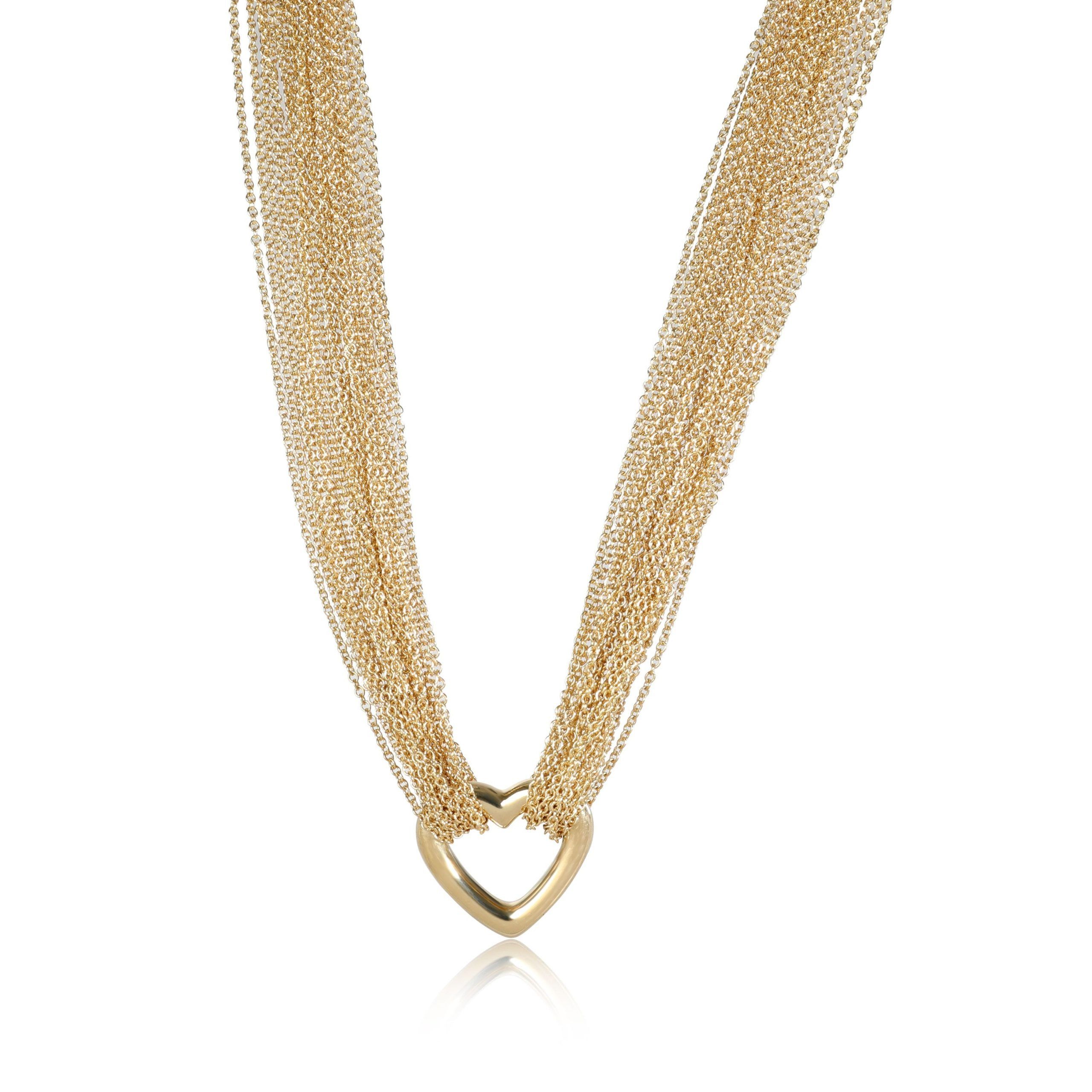 Tiffany Heart Choker Toggle Multi-Strand Necklace in 18K