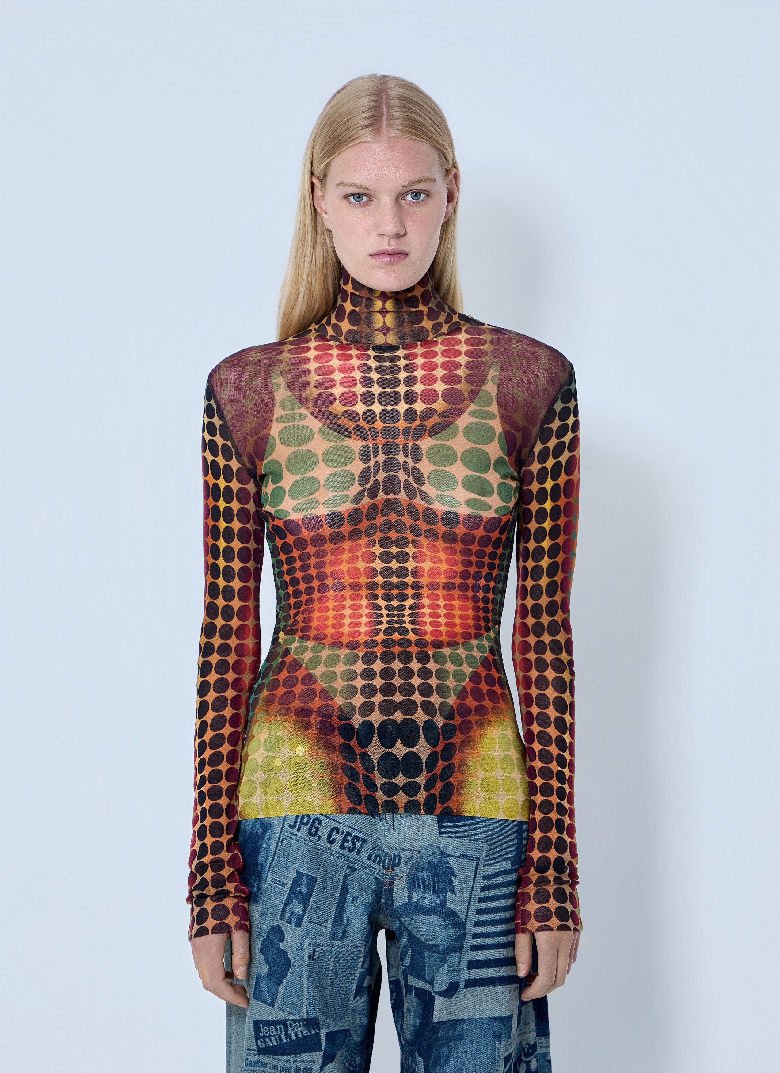 Jean Paul Gaultier Re-Edition The Brown Dots Mesh Top Size XS / US 0-2 / IT 36-38 - 1 Thumbnail
