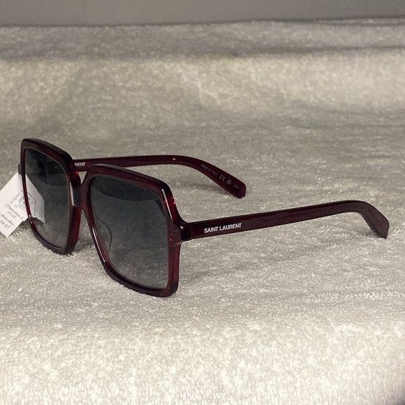 Saint Laurent Paris Saint Laurent 54mm Square Sunglasses in Brown [IN CASE] Size ONE SIZE - 3 Thumbnail