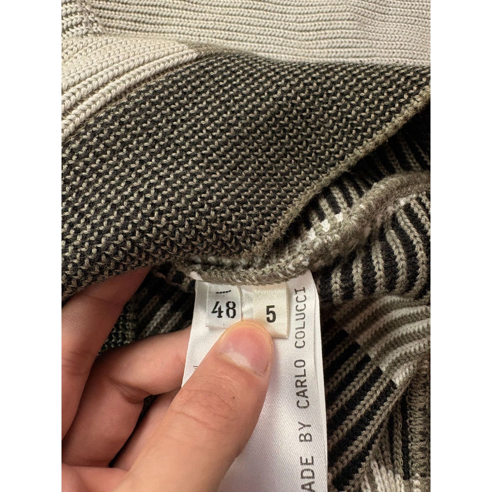 Carlo Colucci Carlo Colucci Striped Half-Zip Sweater Ribbed Knit Gray & Bl Size US XL / EU 56 / 4 - 8 Thumbnail