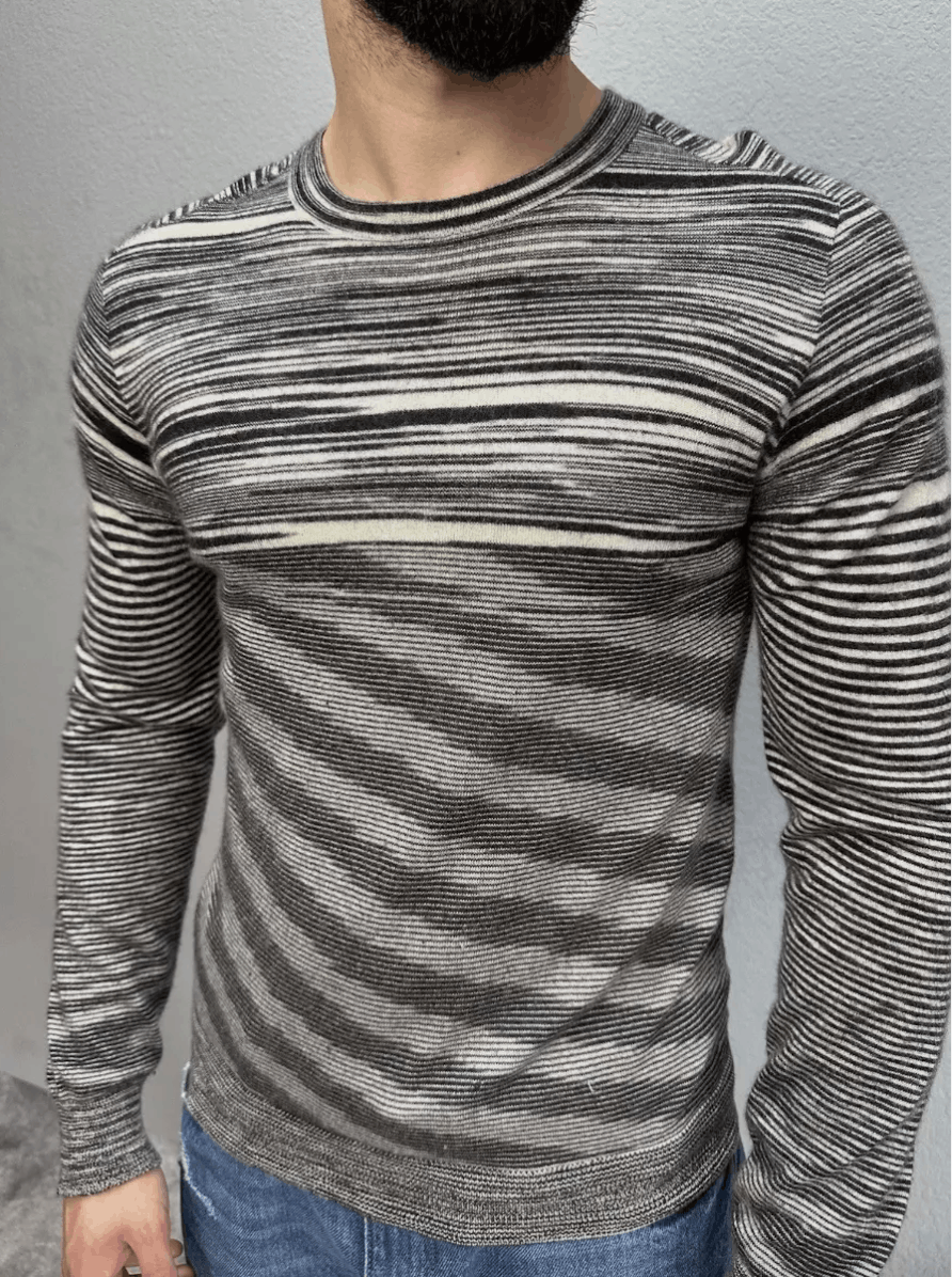 Missoni MISSONI Mens Cashmere Black Grey Space Dye Sweater Size US M / EU 48-50 / 2 - 1 Thumbnail
