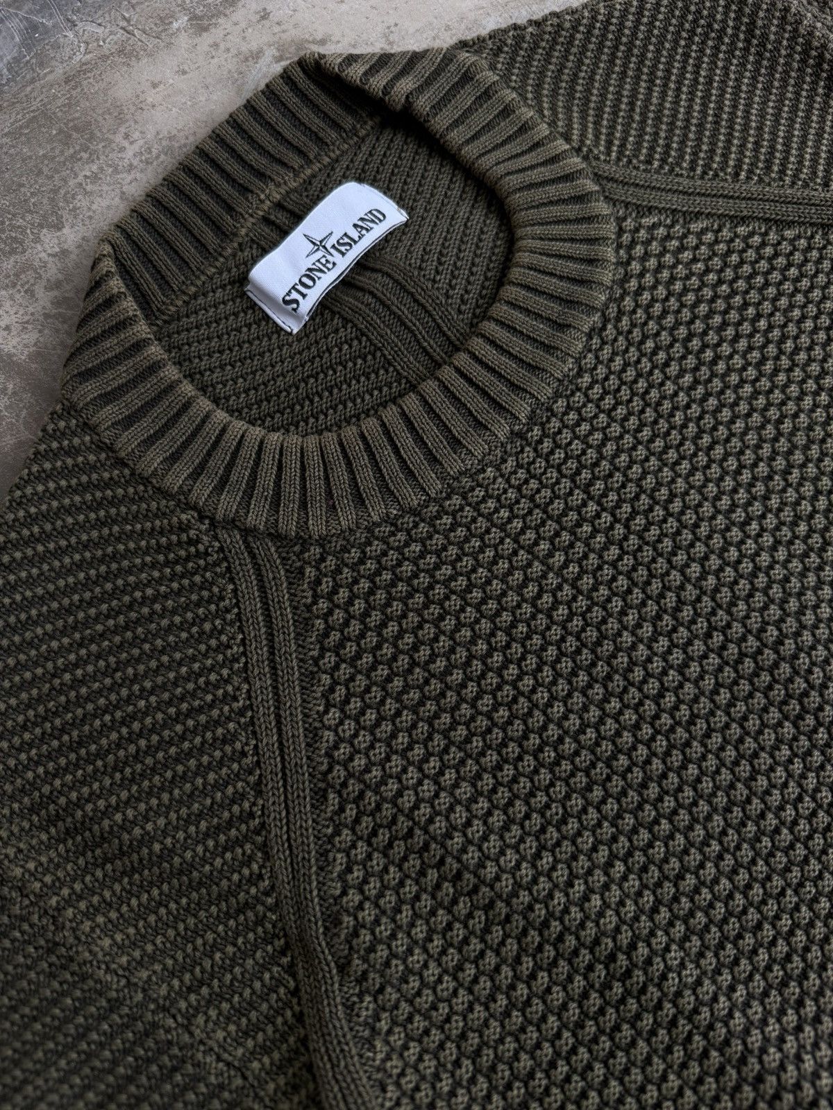 Stone Island Stone Island Khaki Green Textured Knit Sweater Size US L / EU 52-54 / 3 - 5 Thumbnail