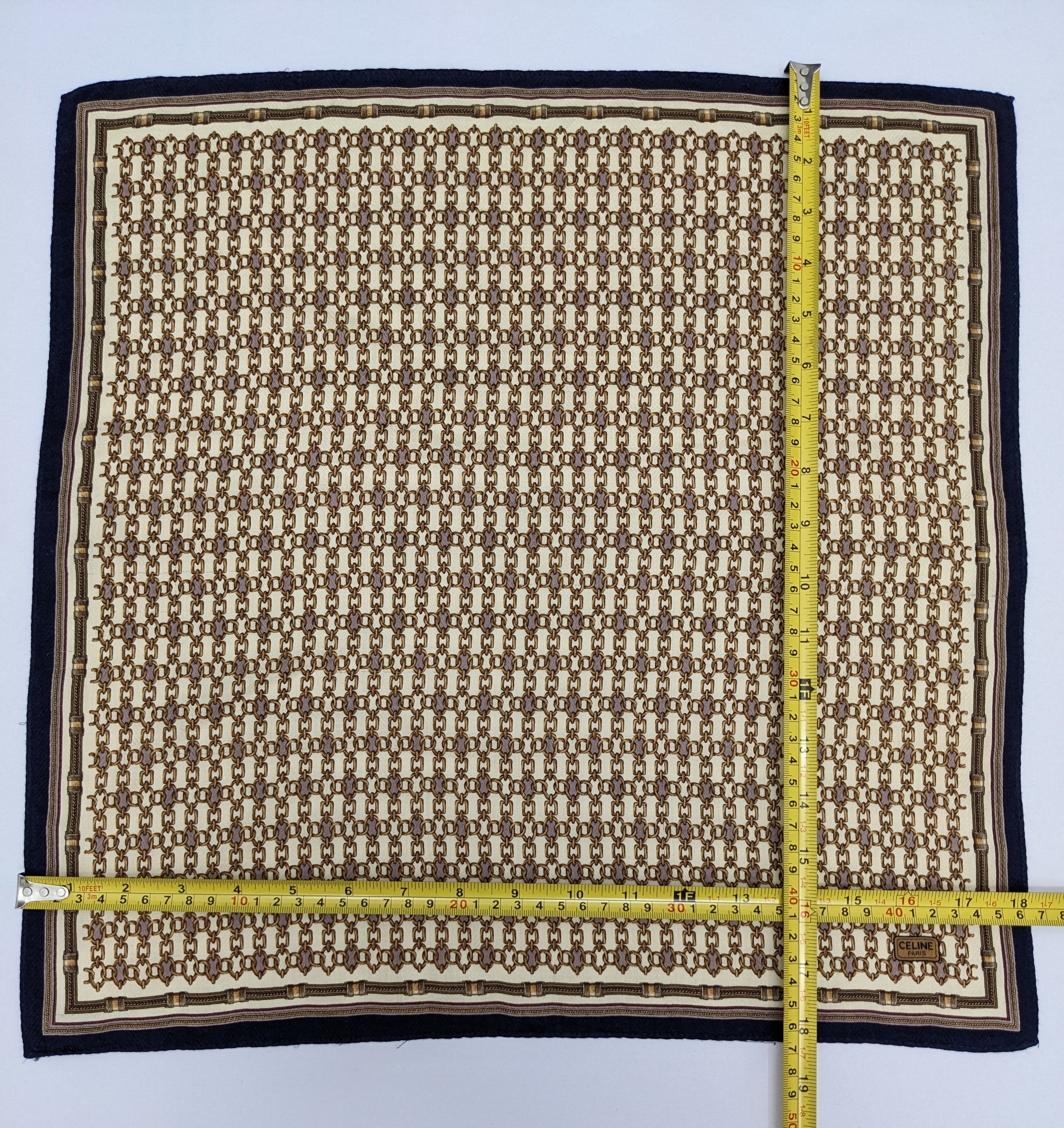 Celine VINTAGE CELINE PARIS GOLD CHAIN MACADAM SILK HANDKERCHIEF Size ONE SIZE - 4 Thumbnail