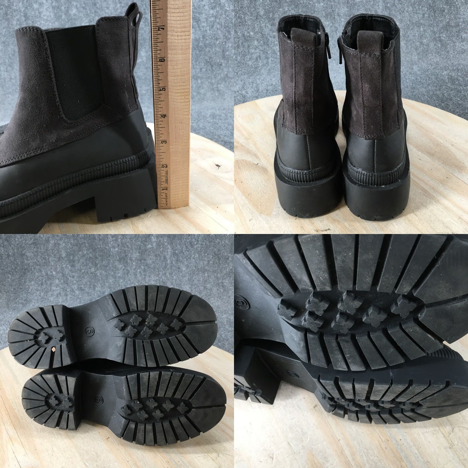 Vintage Universal Thread Duck Boots Womens 6 Ella Chelsea Ankle Black Rubber Zip Pull On Boots Size US 6 / IT 36 - 8 Thumbnail