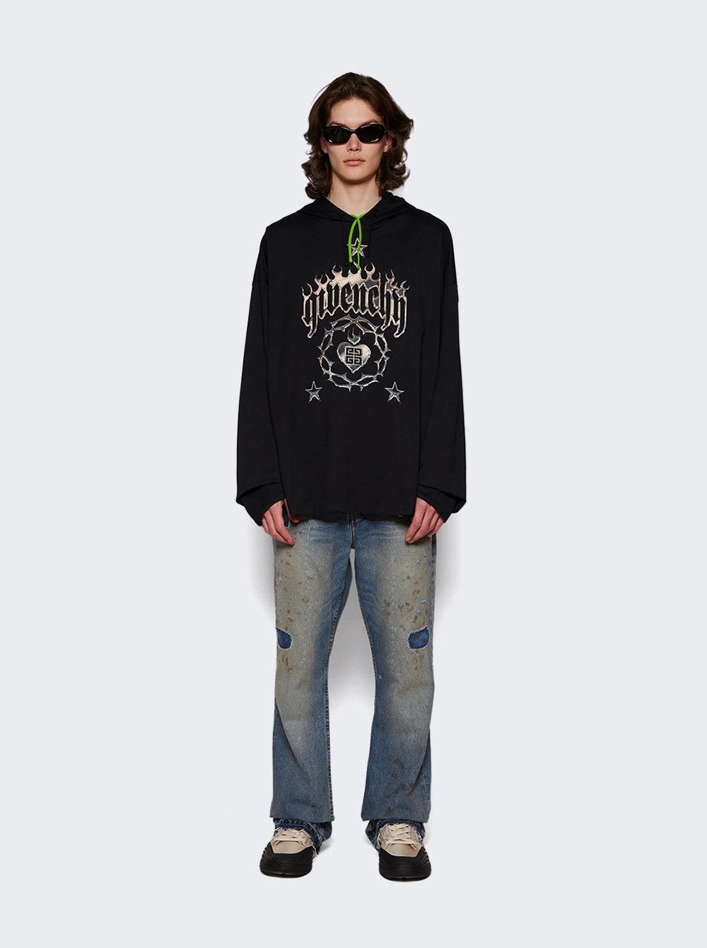Givenchy o1mle0326 Graphic Vintage Hoodie in Black Size US XXL / EU 58 / 5 - 2 Thumbnail