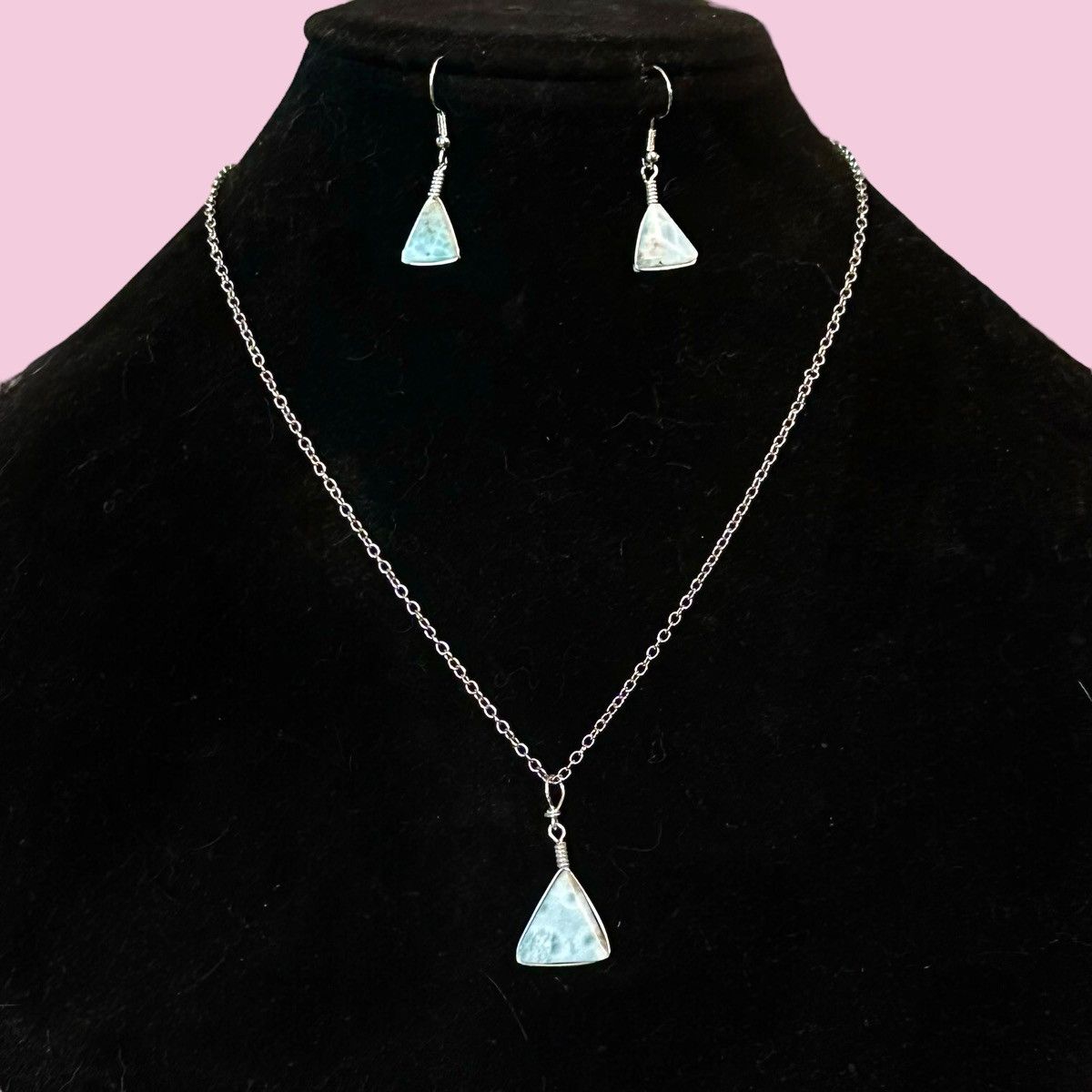 Other Silver tone Larimar pendant necklace and earrings set Size ONE SIZE - 1 Thumbnail