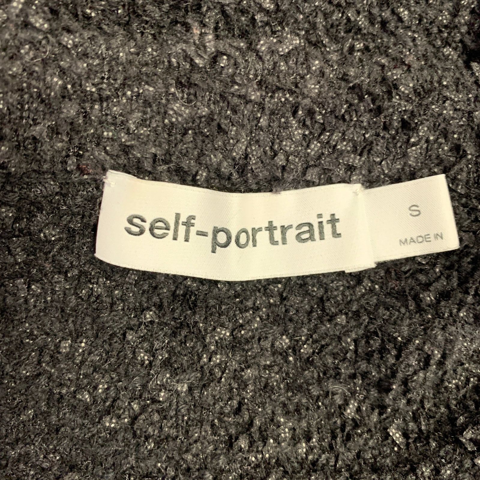 Self-Portrait S Black Silver White Polyamide Blend Knit Cardigan Size S / US 4 / IT 40 - 5 Thumbnail