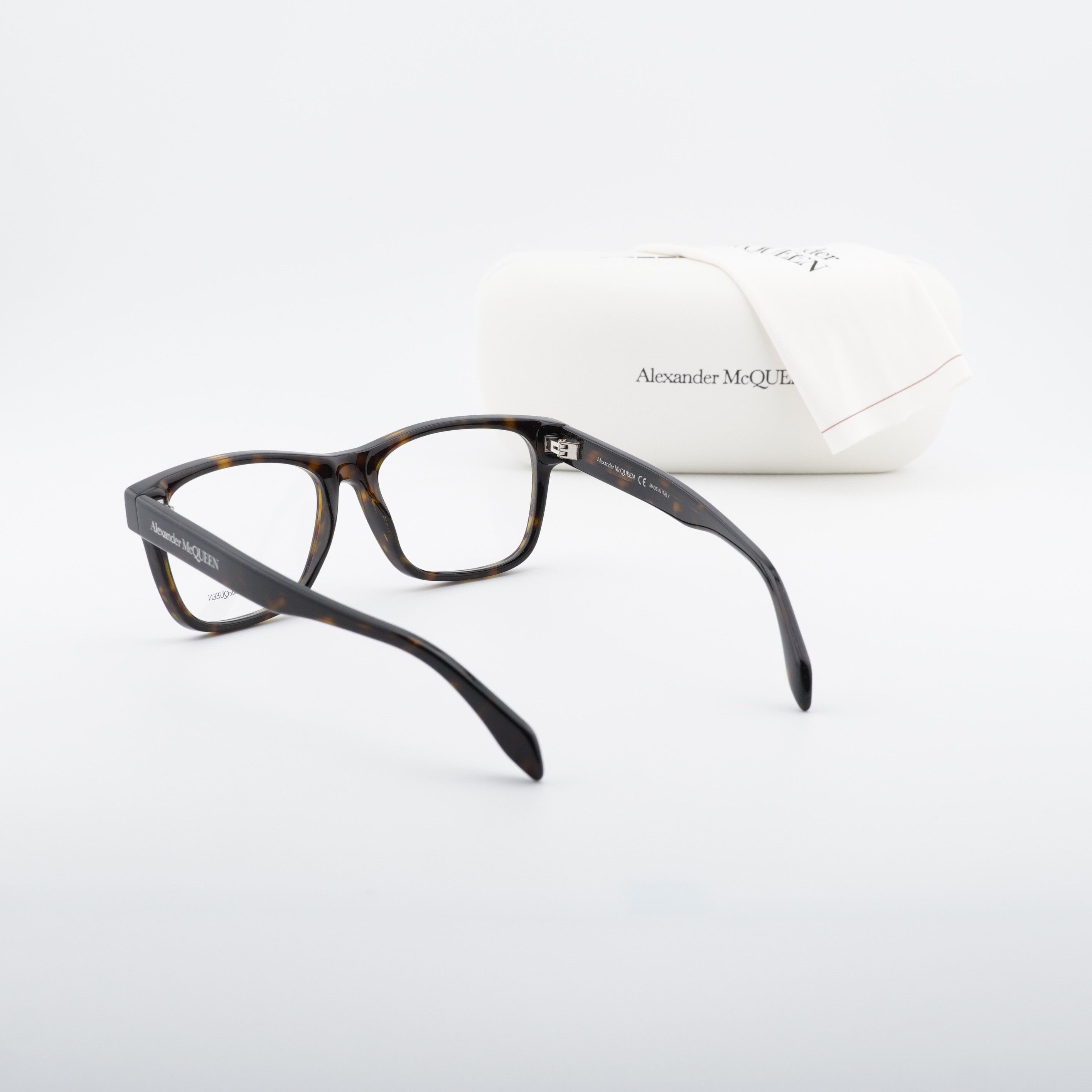 Alexander McQueen Alexander McQueen AM0307O 002 Eyeglasses Havana 55mm Square Size ONE SIZE - 10 Thumbnail