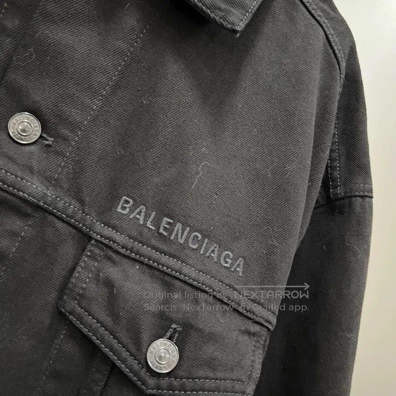 Balenciaga Balenciaga Black Denim Jacket With Logo . Size US L / EU 52-54 / 3 - 2 Thumbnail