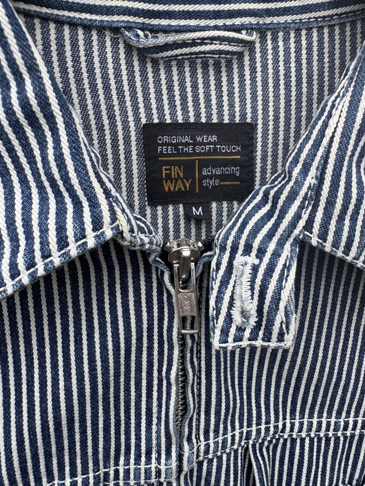 Japanese Brand Fin Way Hickory Stripes Workers Zipper Jacket Size US M / EU 48-50 / 2 - 2 Thumbnail