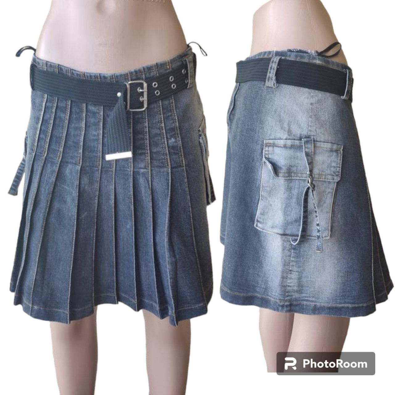 Other Grunge denim mini pleather cargo skirt hips 18.9" Size 30" / US 8 / IT 44 - 1 Thumbnail