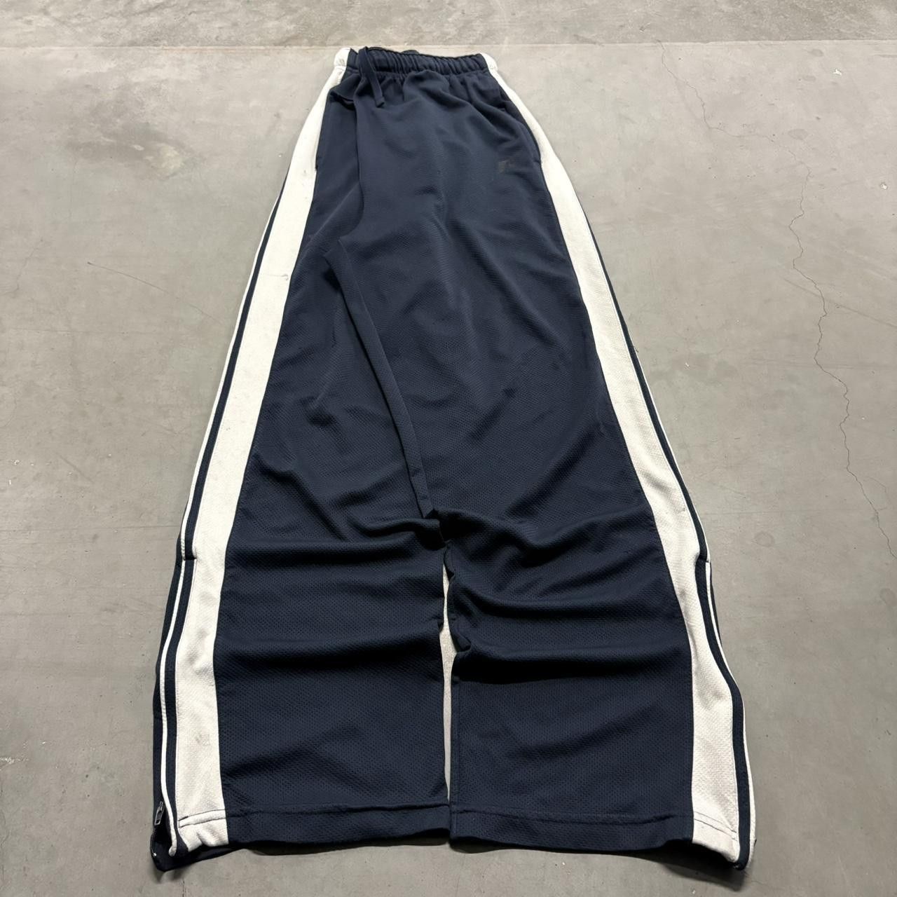 Russell Athletic Crazy Vintage Y2K/2000s Baggy Navy Blue Striped Russell TrackPants with leg Zippers! Size US 30 / EU 46 - 2 Thumbnail