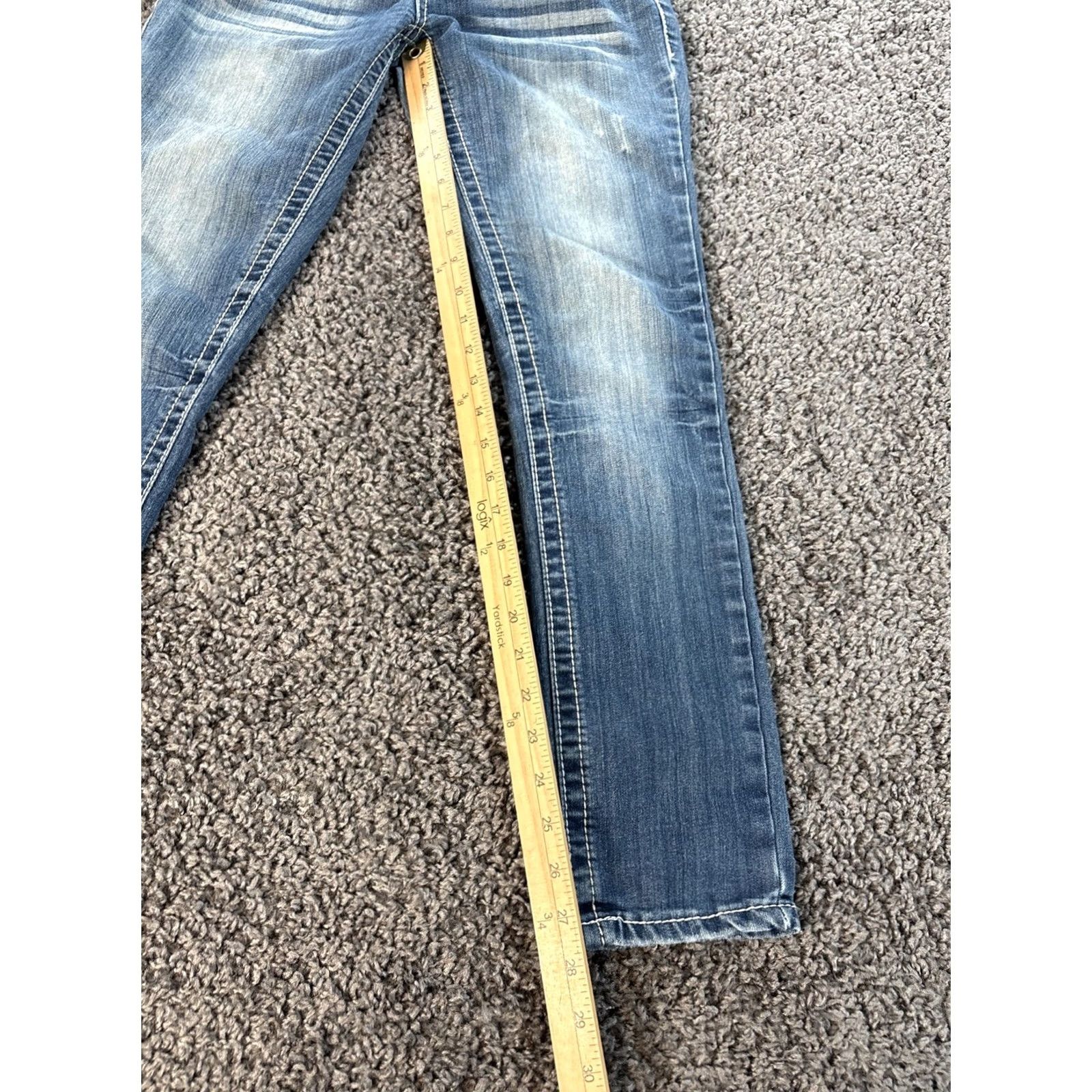 Vintage VINTAGE Amethyst Jeans Womens 28x27 Skinny Distressed Rhinestone Purple Low Rise Y2K Size 28" / US 6 / IT 42 - 2 Thumbnail